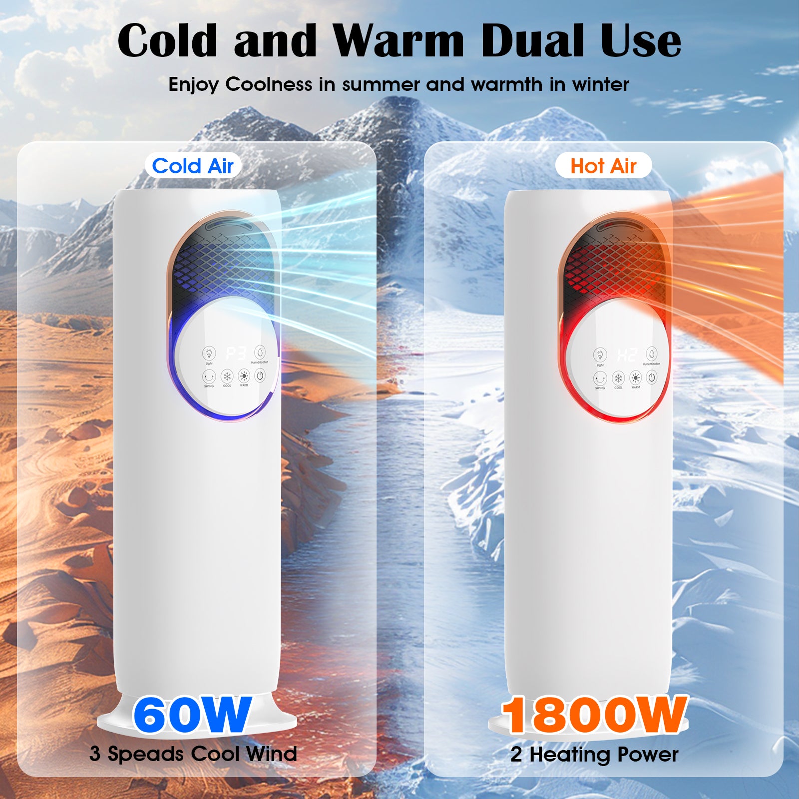 Advwin Tower Fan and Heater Combo with Humidification