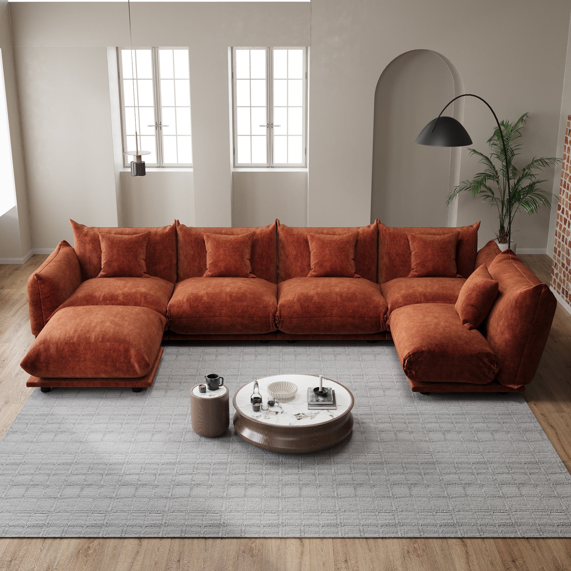 Advwin Modern Minimalist Chenille Modular Sectional Sofa