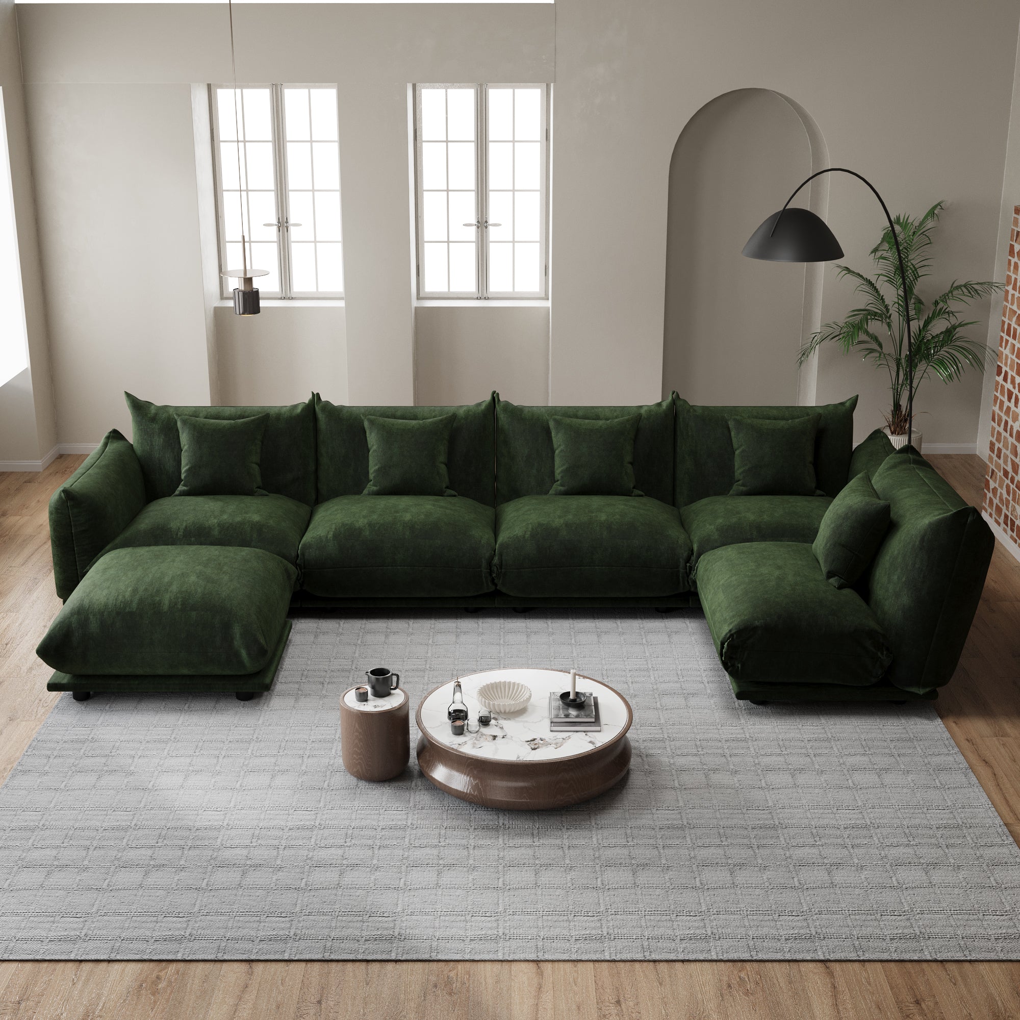 Advwin Modern Minimalist Chenille Modular Sectional Sofa
