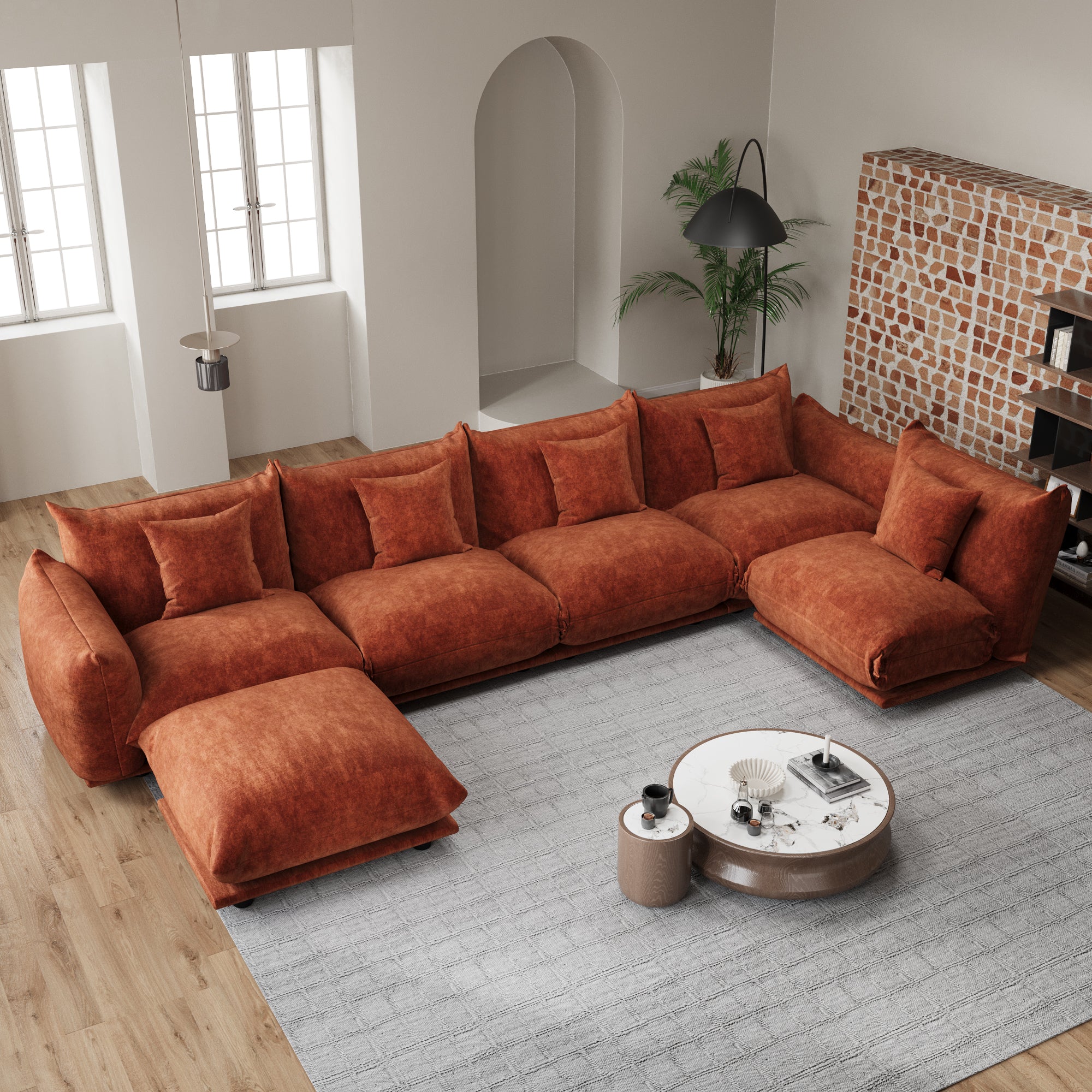 Advwin Modern Minimalist Chenille Modular Sectional Sofa