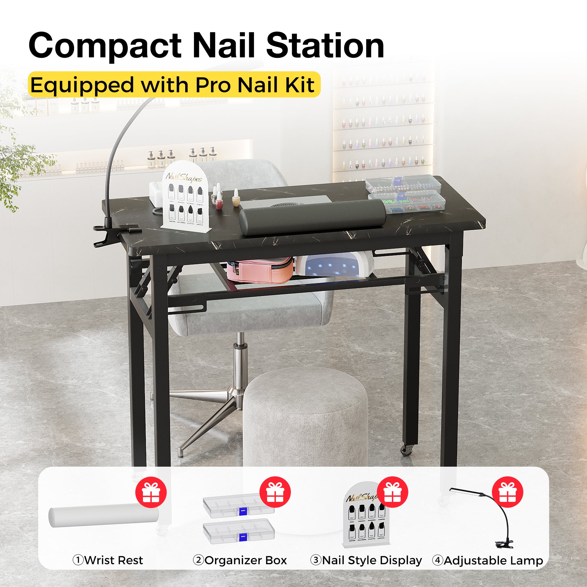 Advwin Portable Manicure Table w/ Dust Collector