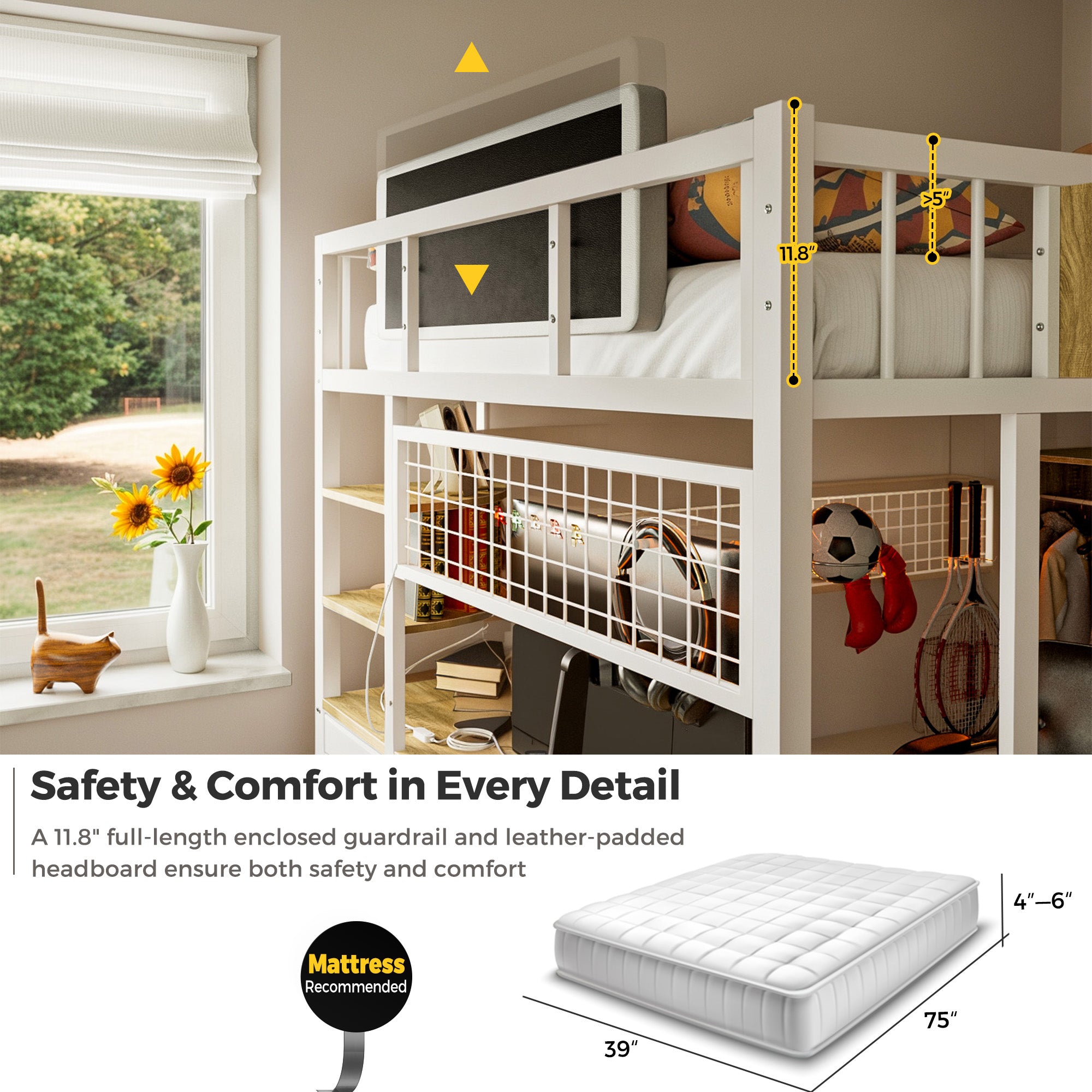 Advwin Loft Bed with Desk and Stairs (Low Stock)