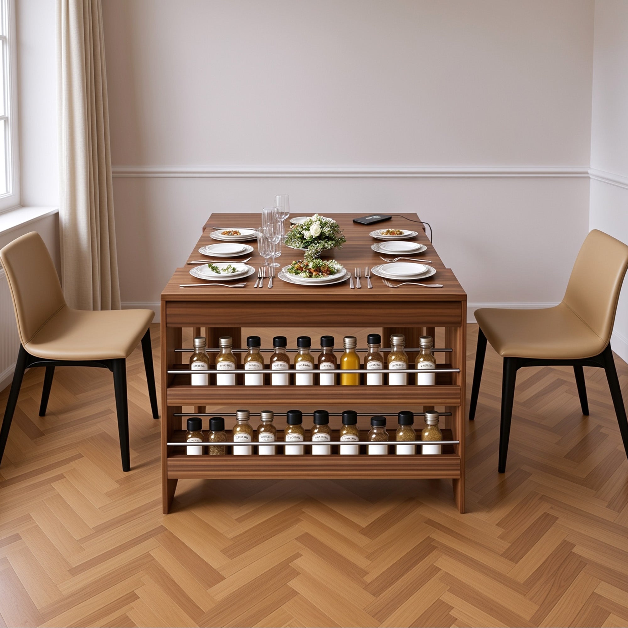 Advwin Extendable Dining Table with Outlet