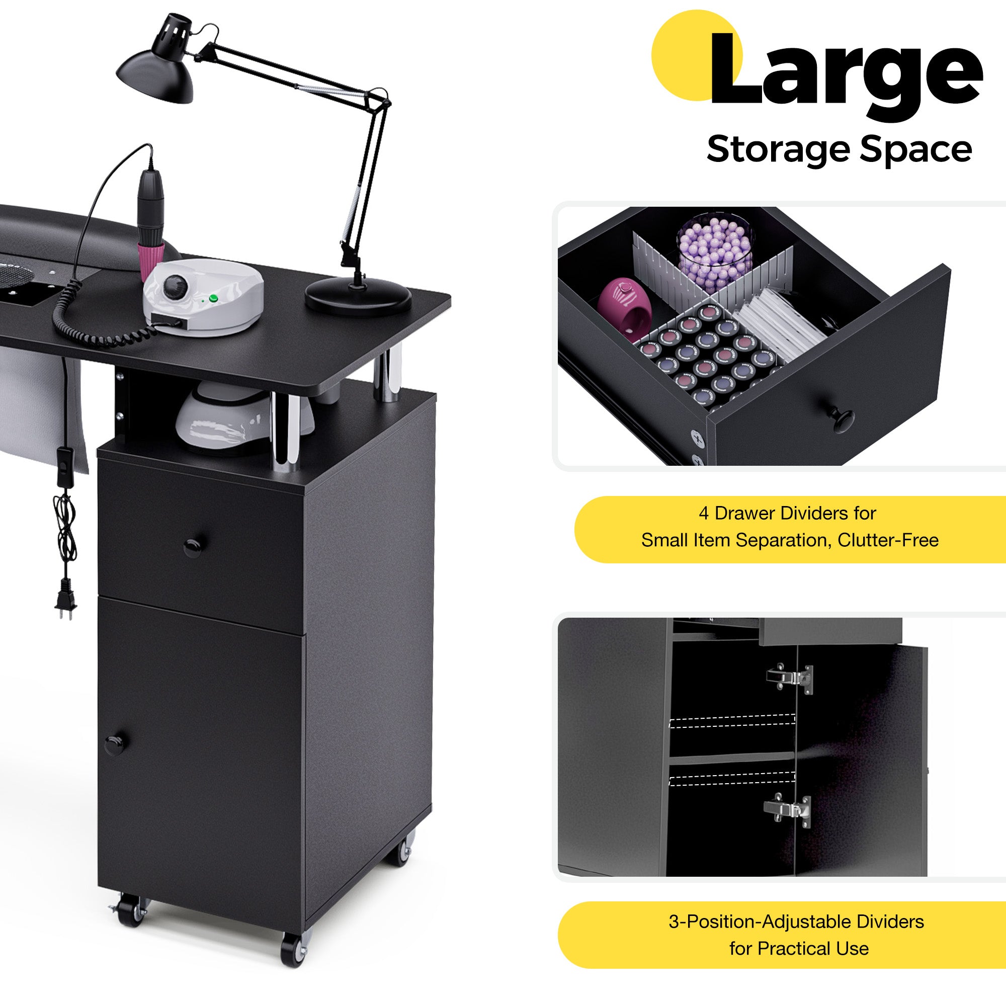 Advwin Nail Table w/ Dust Collector & Wrist Rest