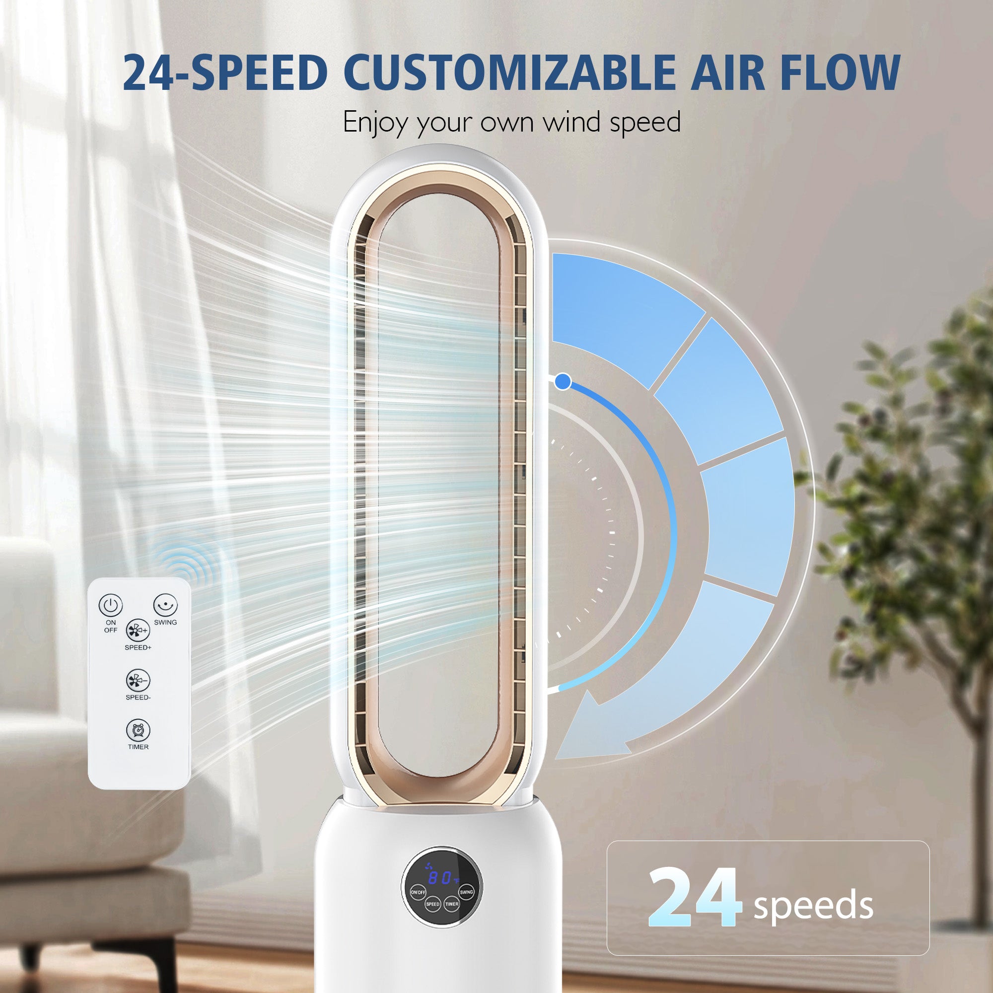 Advwin Upgrated Portable Bladeless Tower Fan