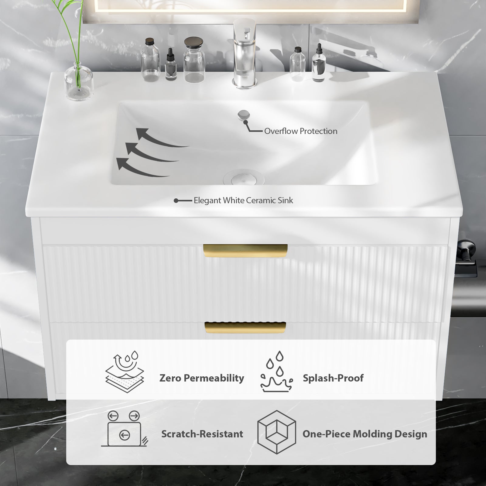 Advwin Bathroom Vanity with Ceramic Sink