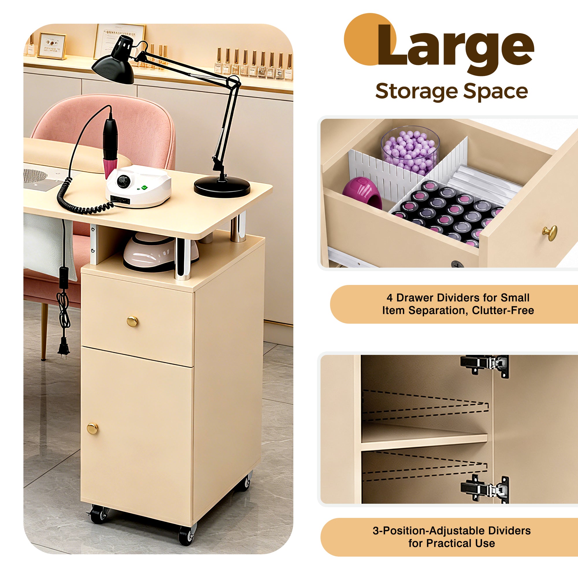 Advwin Nail Table w/ Dust Collector & Wrist Rest