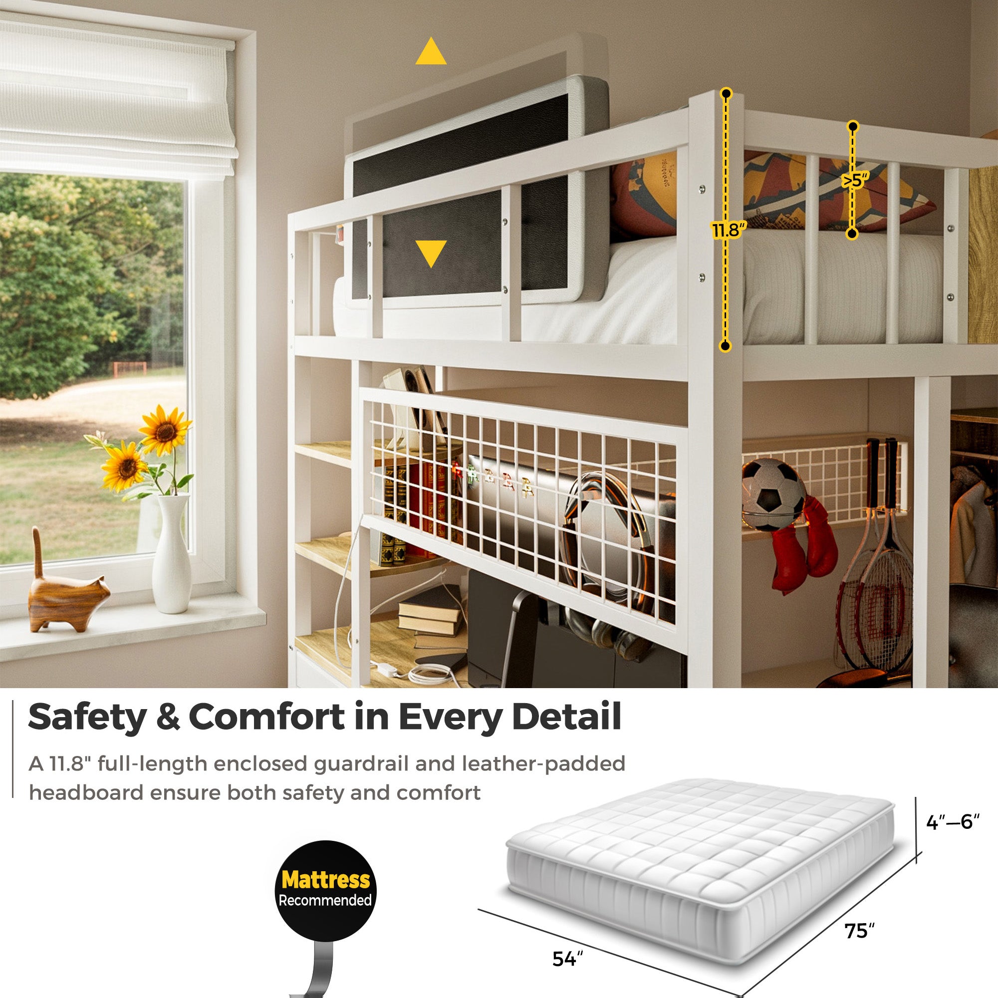 Advwin Loft Bed with Desk and Stairs (Low Stock)