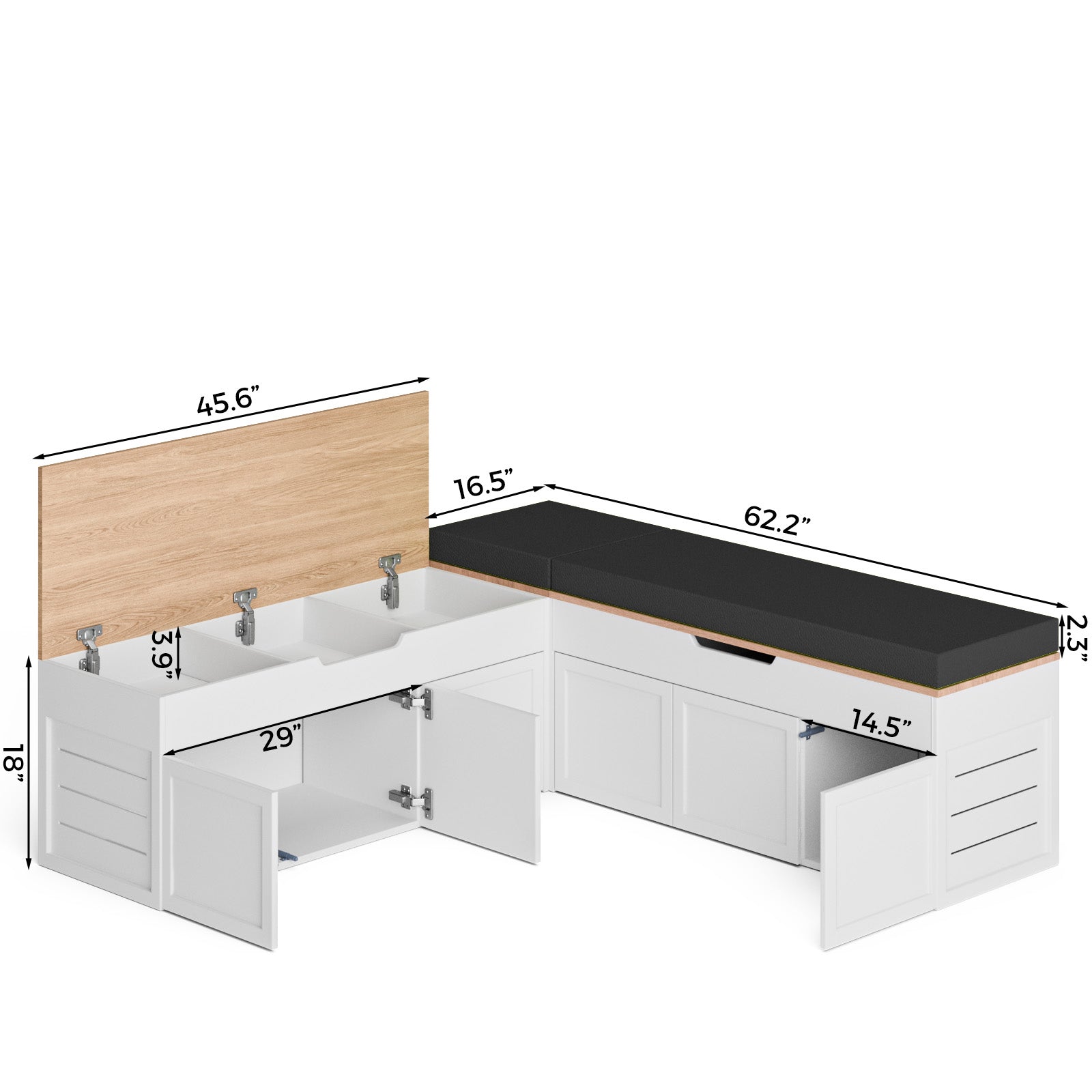 Advwin L-Shaped Corner Storage Bench