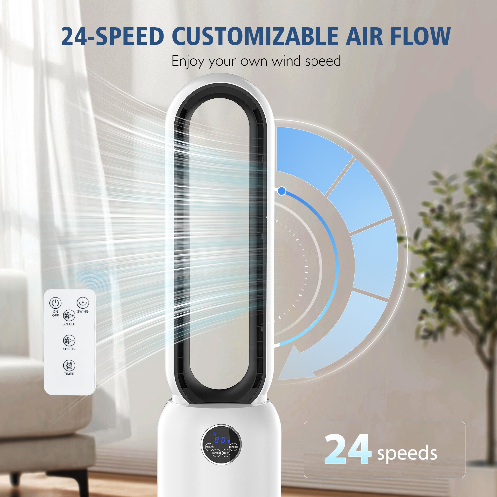 Advwin Upgrated Portable Bladeless Tower Fan