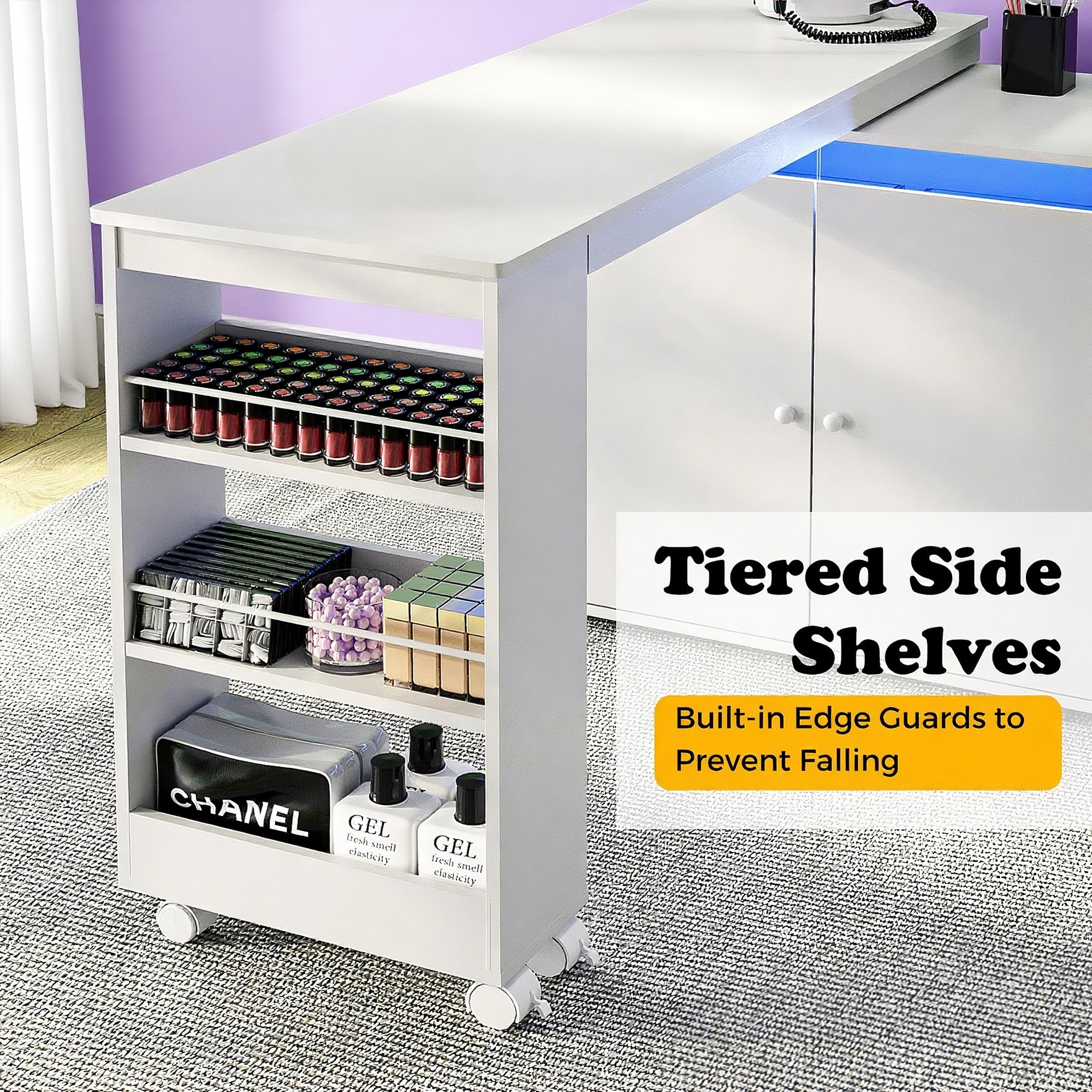 Advwin Rotating & Convertible Nail Table with LED Light