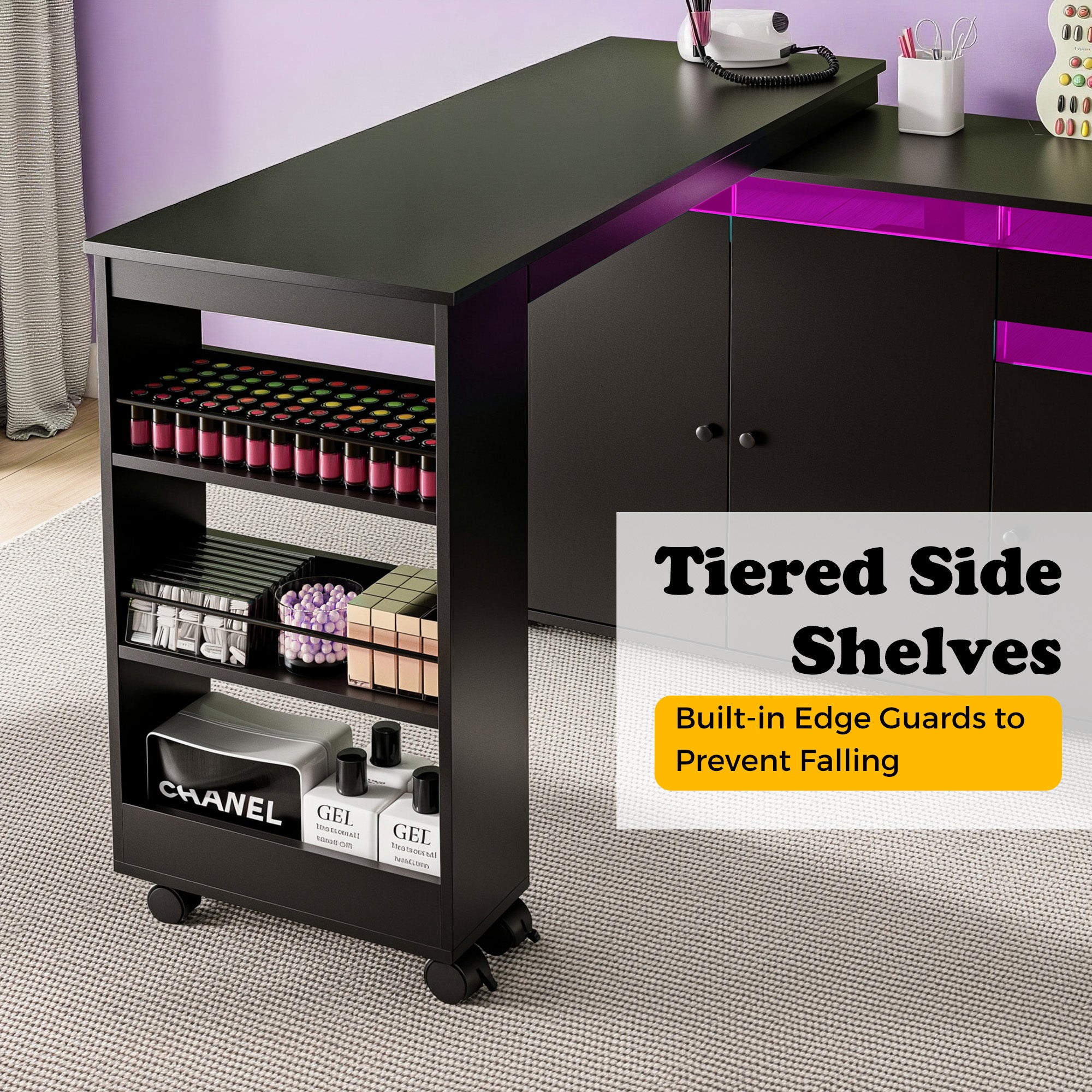 Advwin Rotating & Convertible Nail Table with LED Light