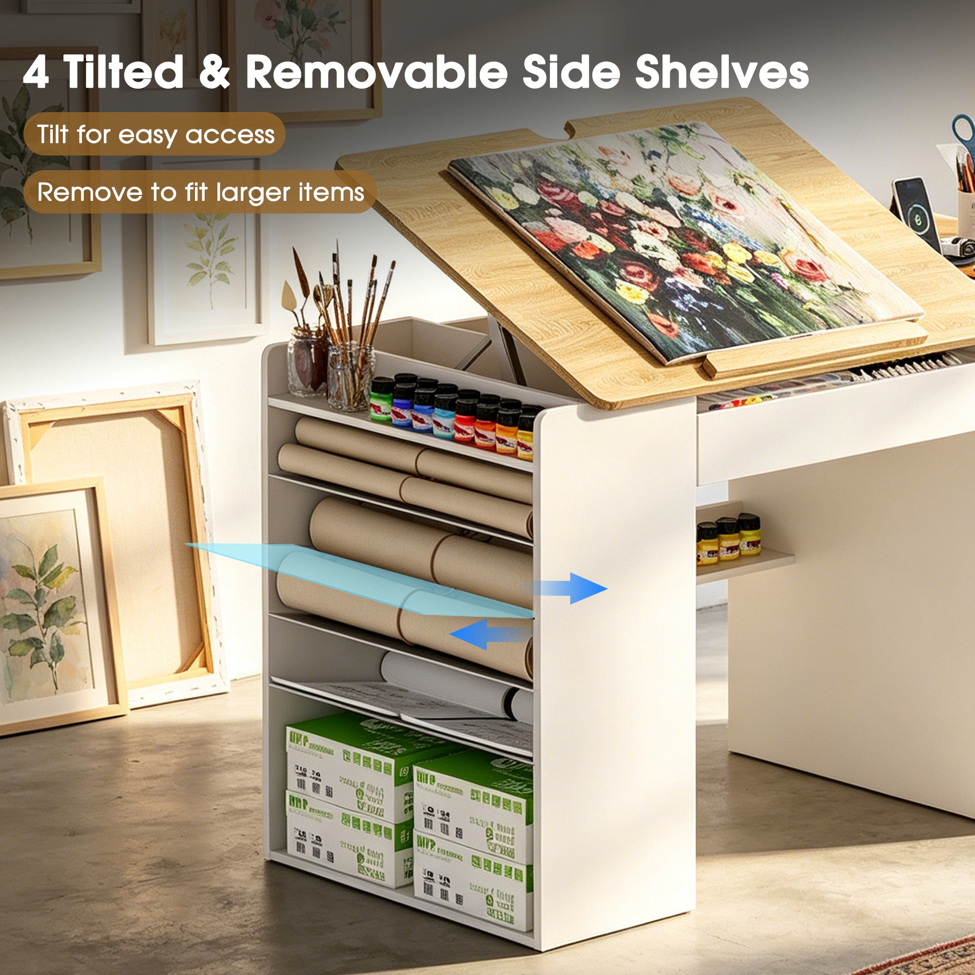 Advwin Adjustable Drafting Table with Storage