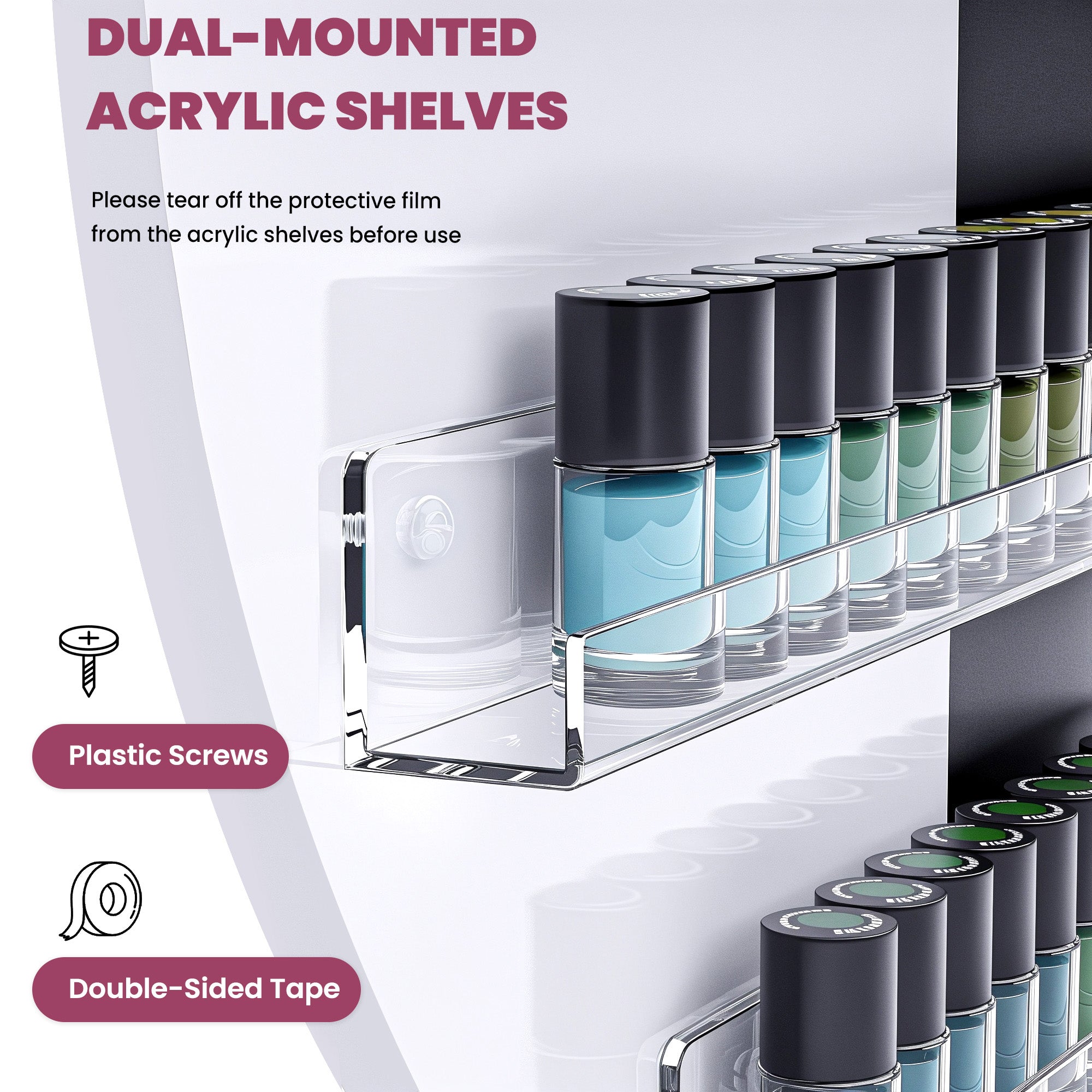 Advwin Wall Mount Round Nail Polish Organizer