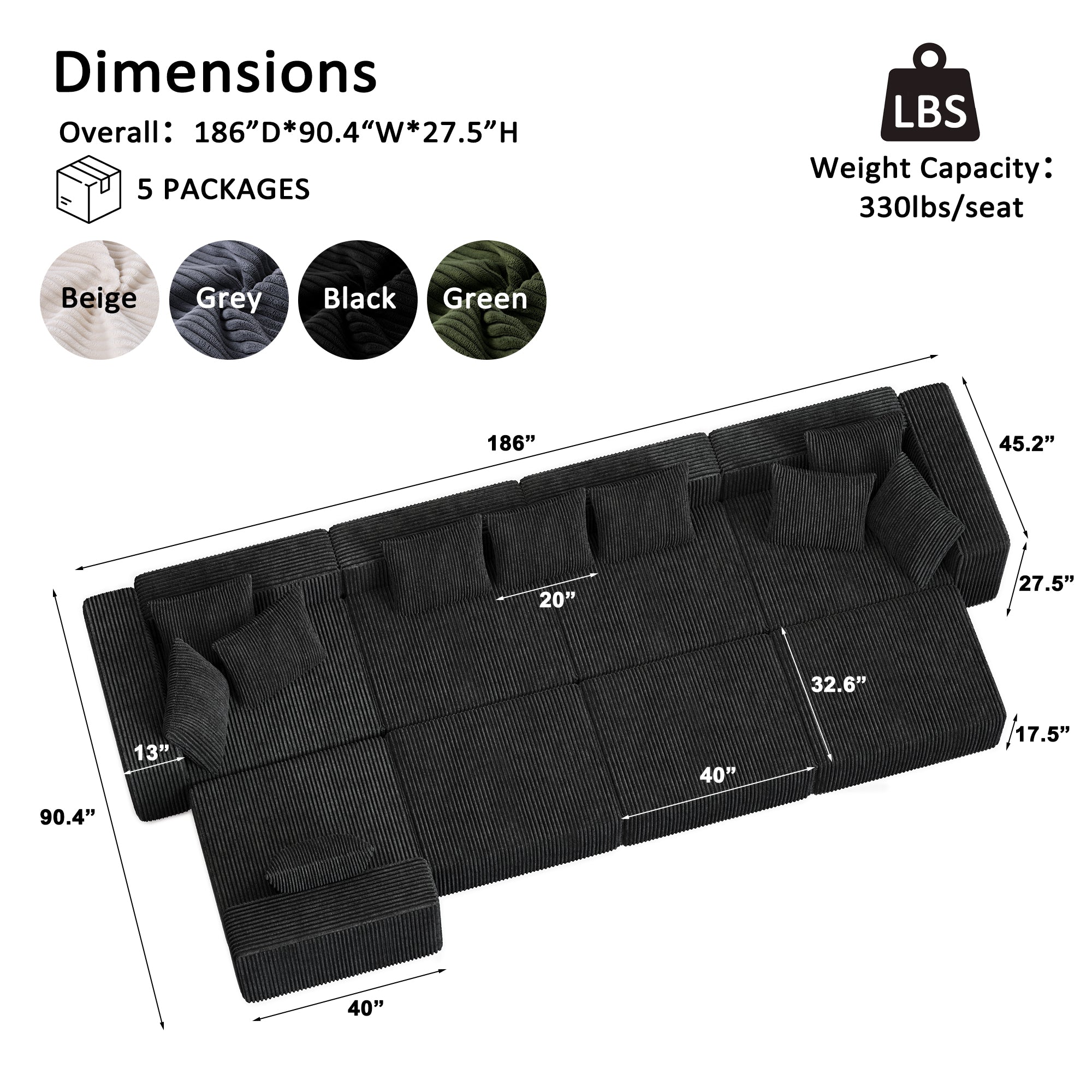 Advwin Boneless Cloud Modern Oversized Modular Sectional Sofa