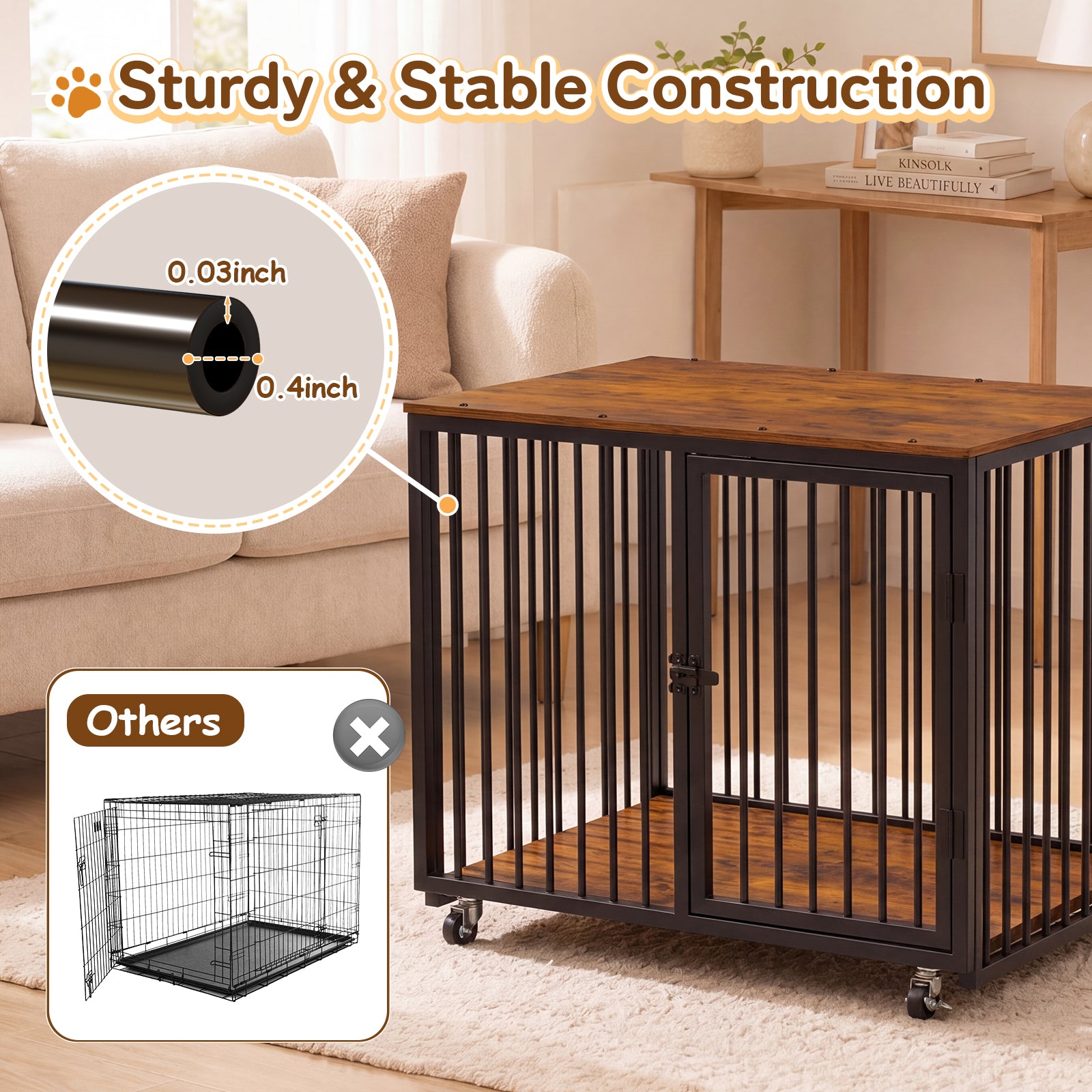 Advwin 37" Loft-Style Dog Crate with Storage Shelves