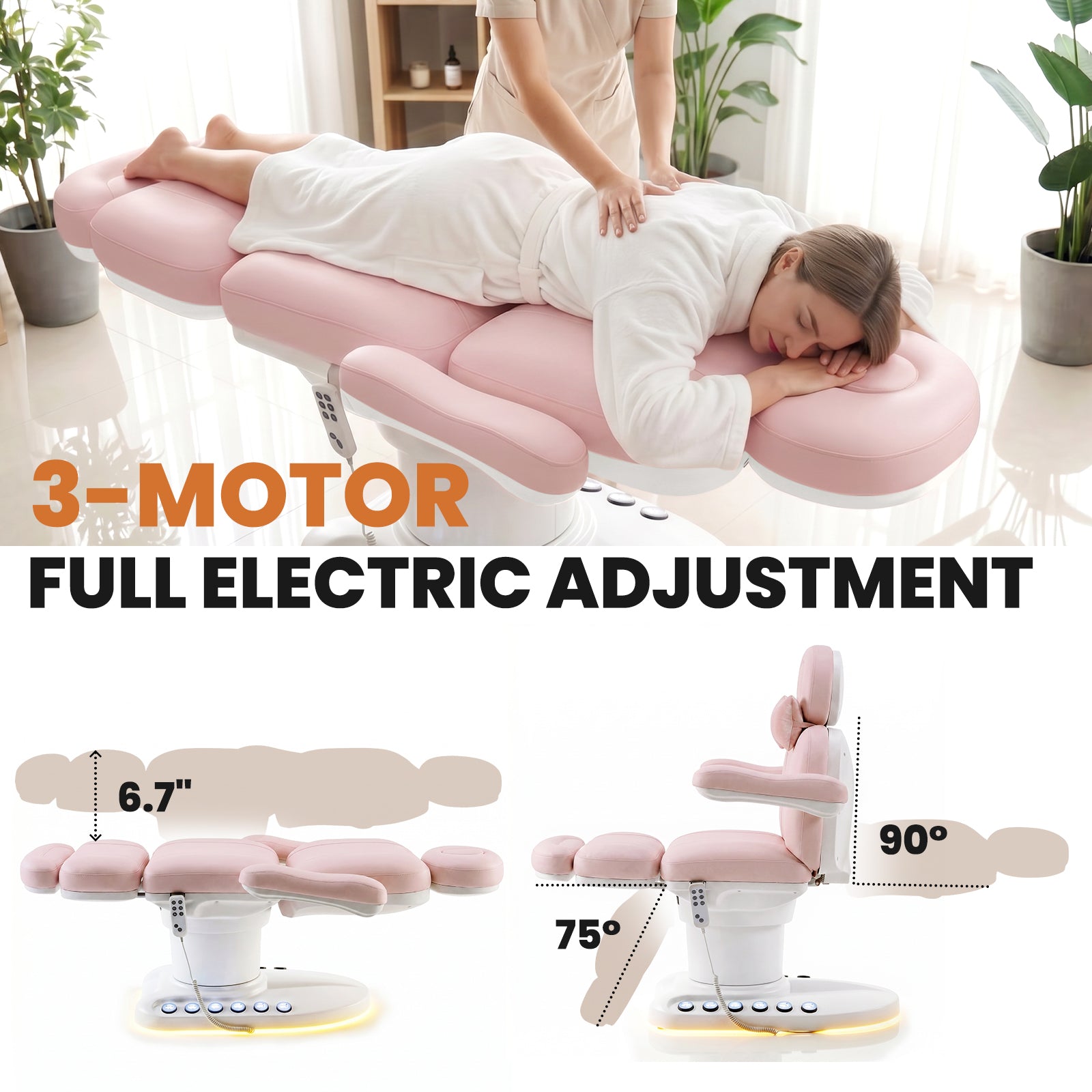 Advwin Fully Electric Massage Table with 3 Motors