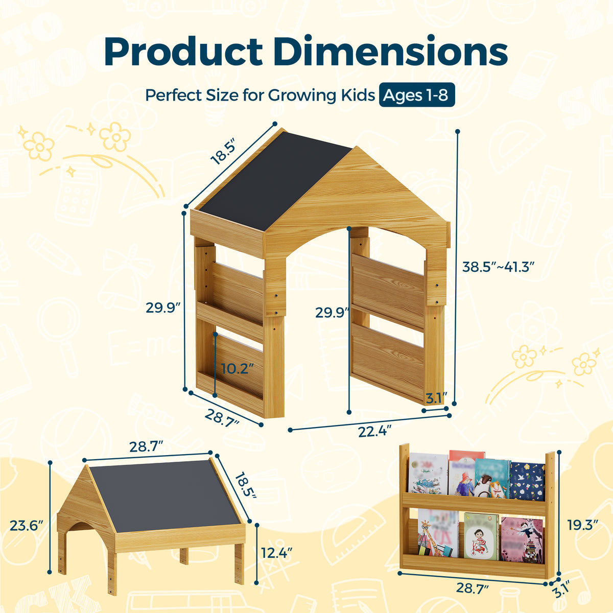 Advwin Montessori Adjustable Wooden Playhouse