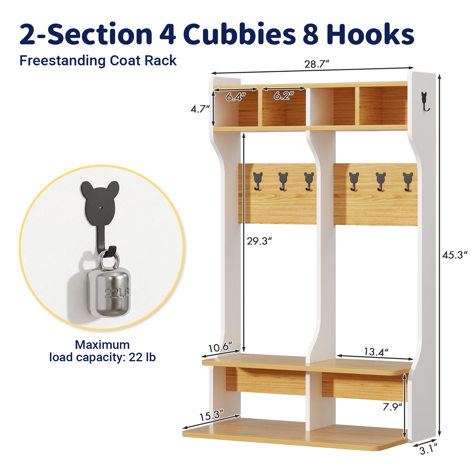 Advwin 2-Section Coat Locker with Bench