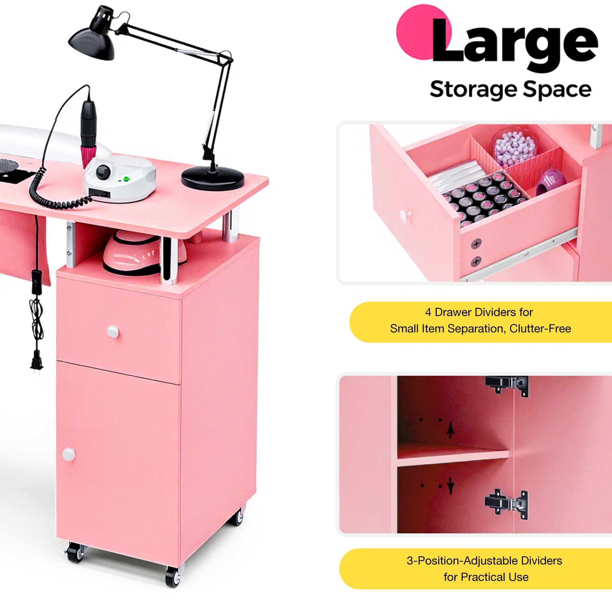 Advwin Nail Table w/ Dust Collector & Wrist Rest