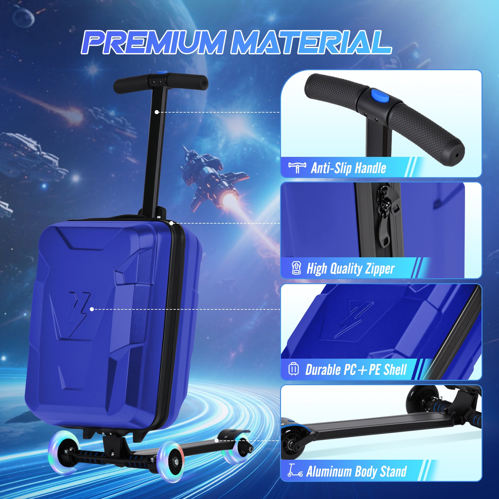 Advwin Foldable Carry On Scooter Suitcase for Kids