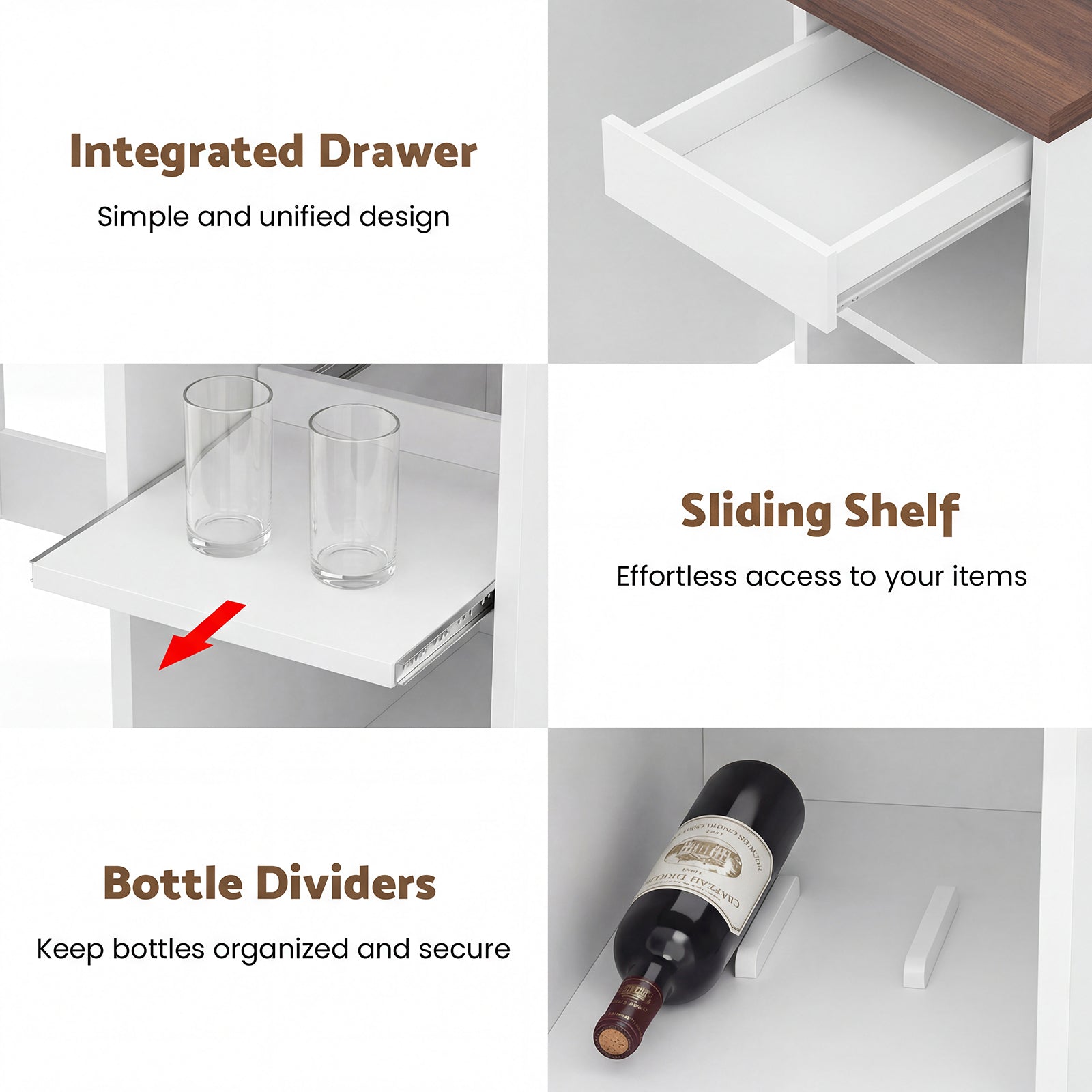 Advwin 8-Tier Tall Home Coffee Bar Cabinet