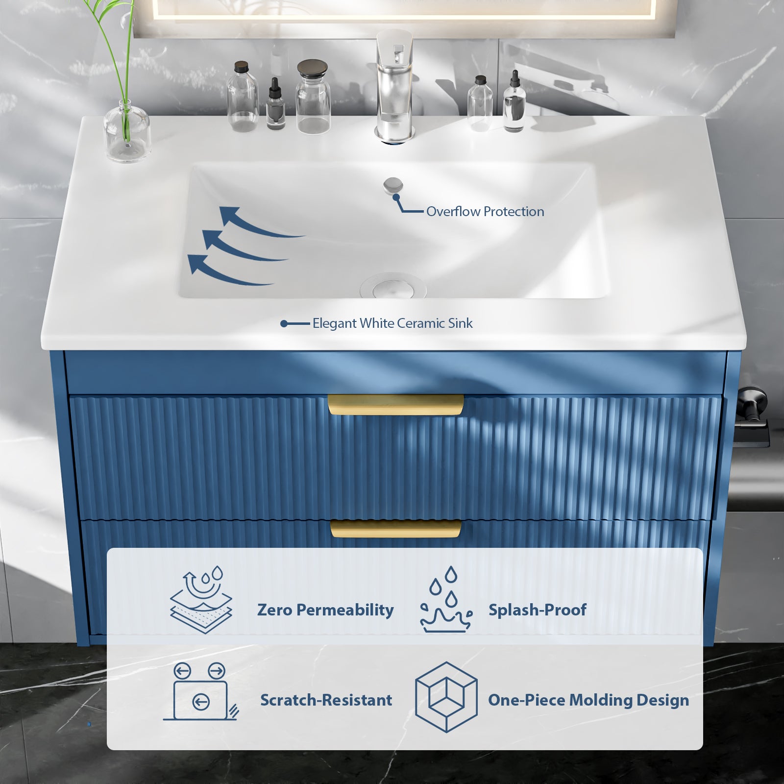 Advwin Bathroom Vanity with Ceramic Sink