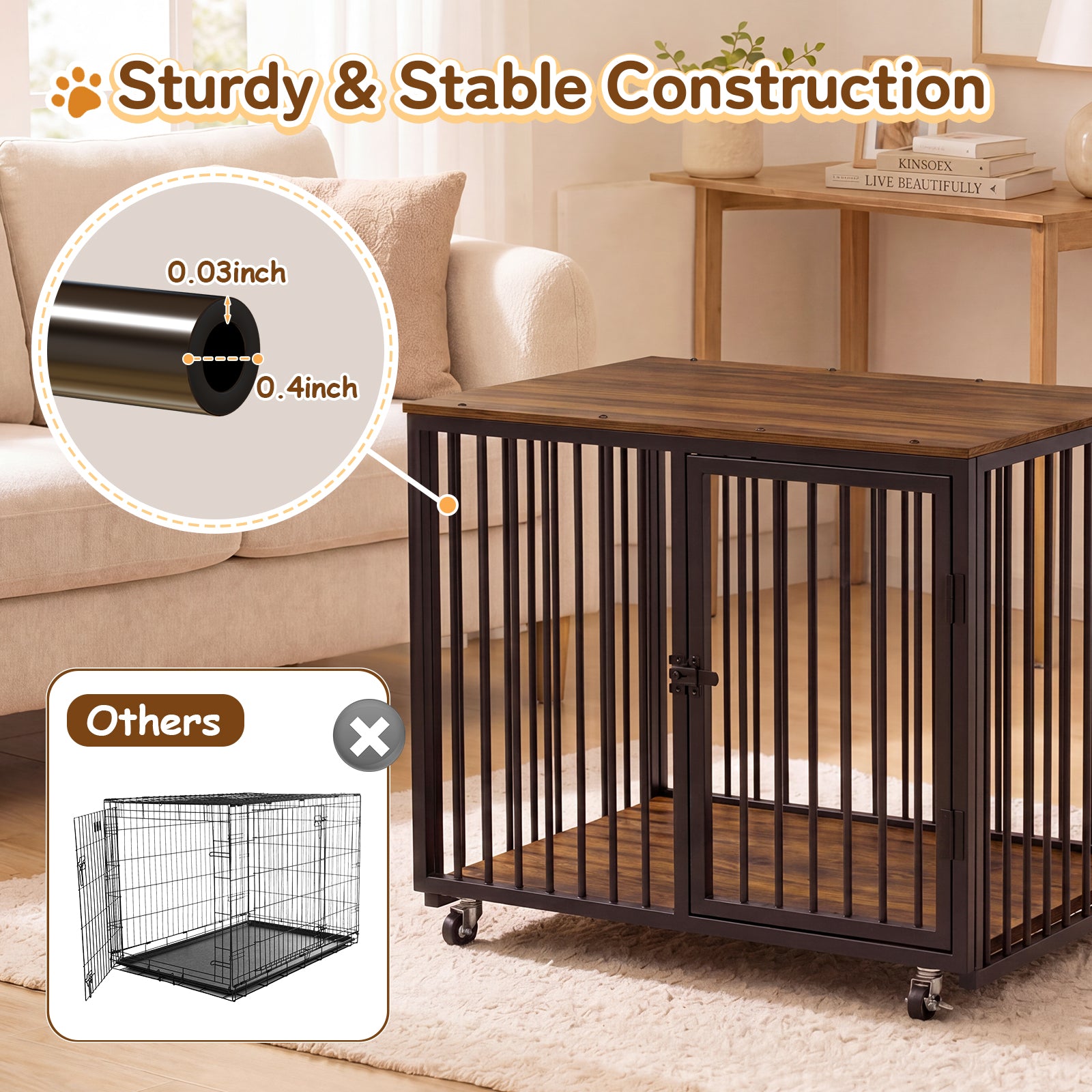 Advwin 37" Loft-Style Dog Crate with Storage Shelves