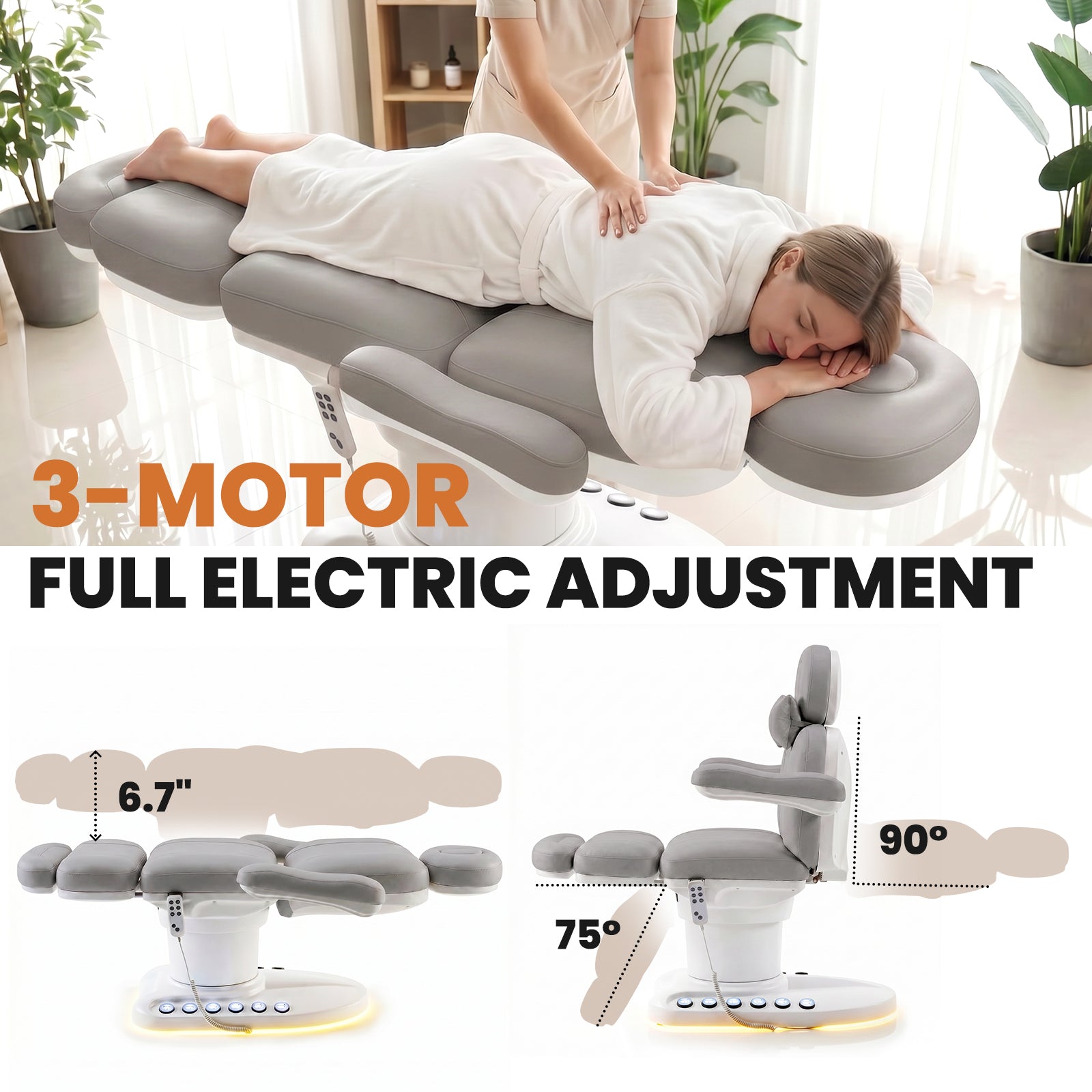 Advwin Fully Electric Massage Table with 3 Motors