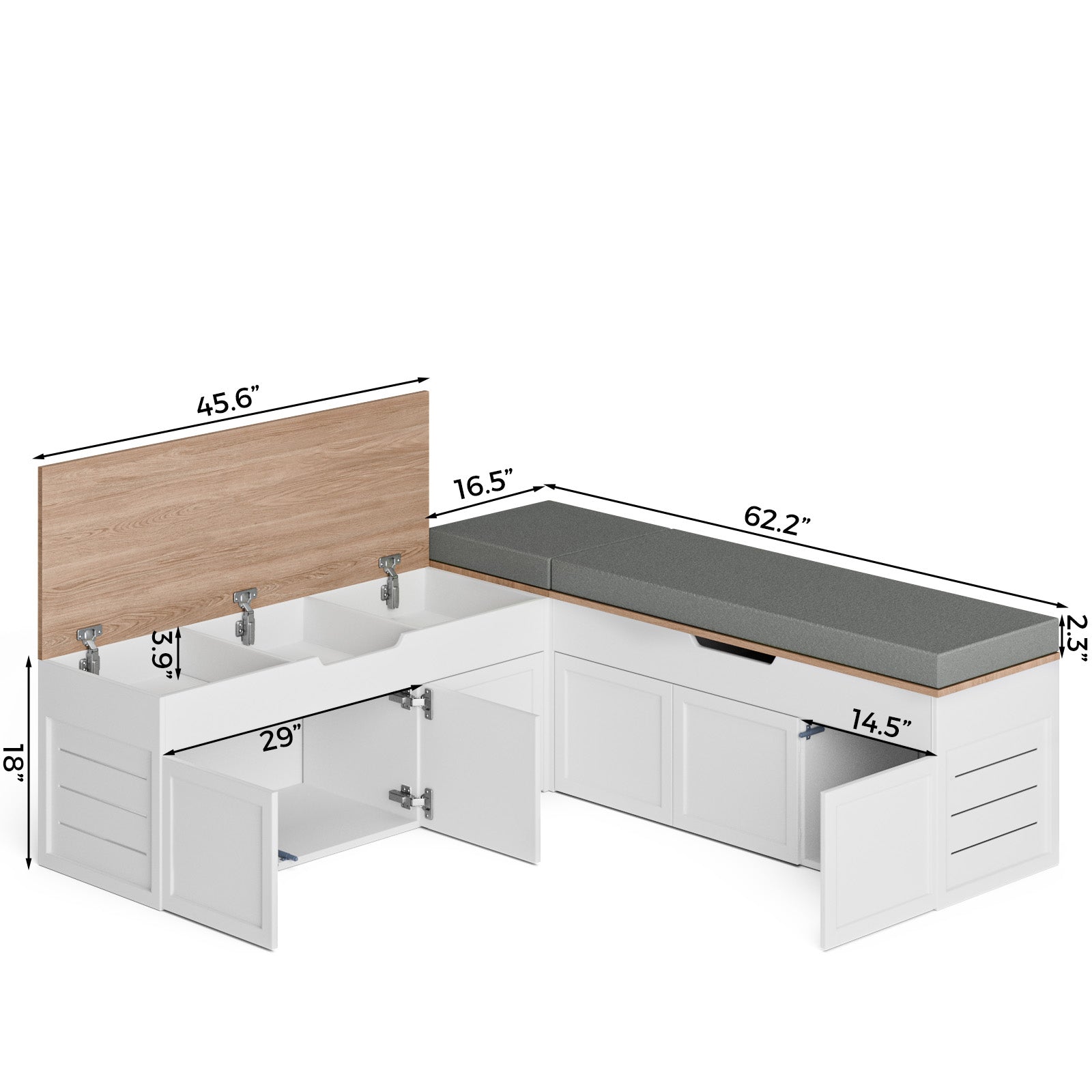 Advwin L-Shaped Corner Storage Bench