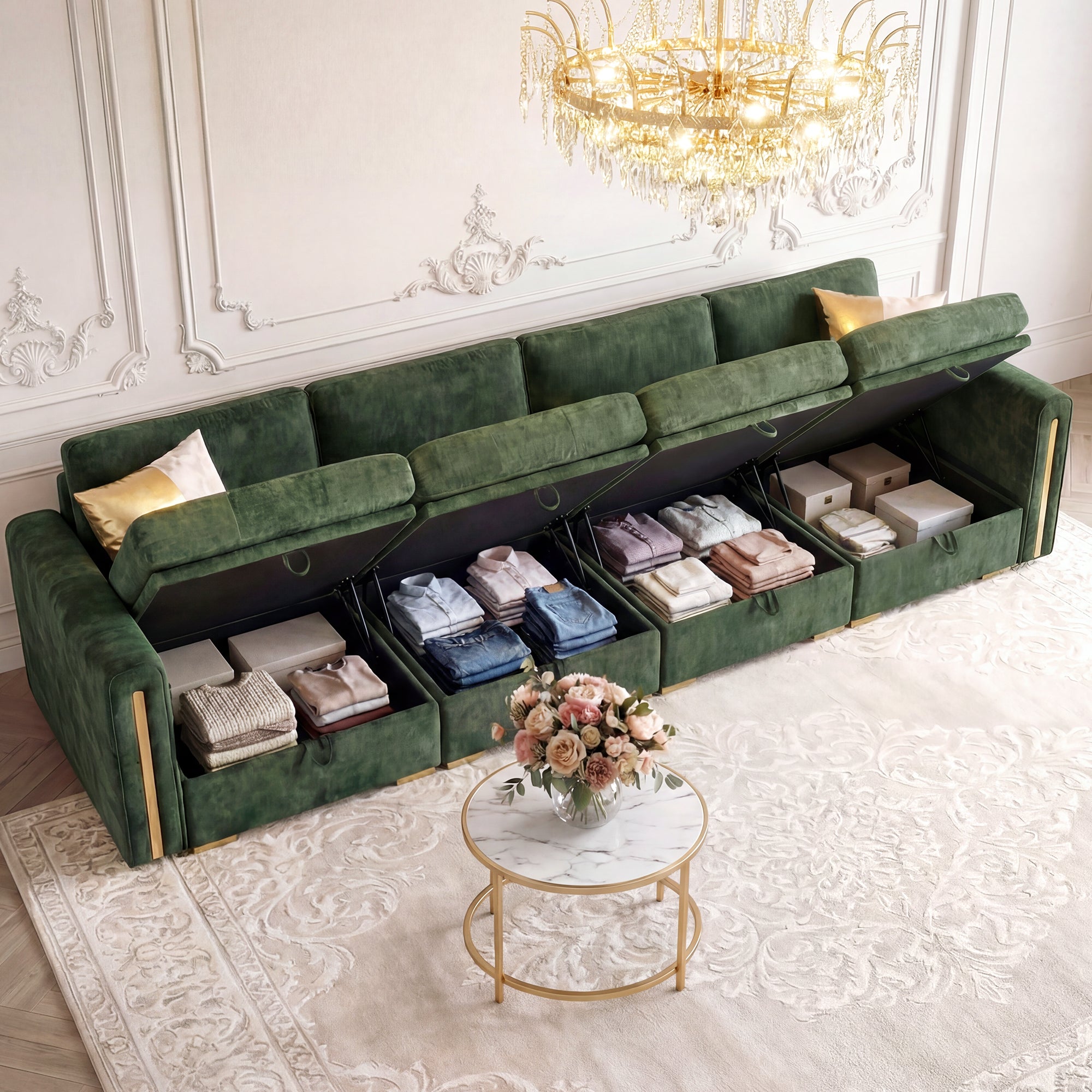 Advwin Oversized Modular Chenille Sofa with Storage