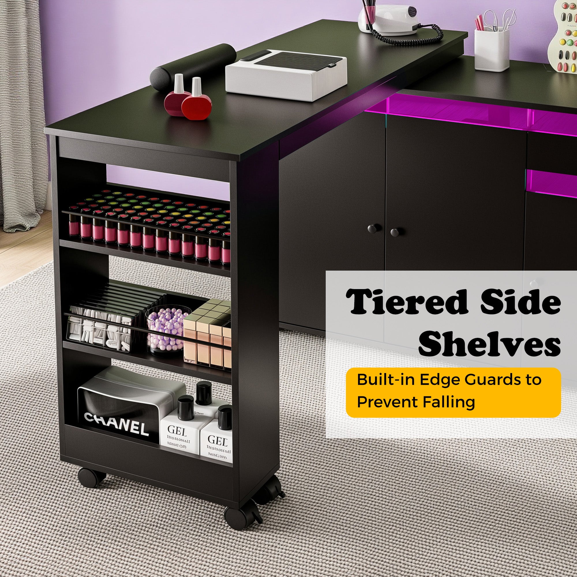 Advwin Rotating & Convertible Nail Table with LED Light