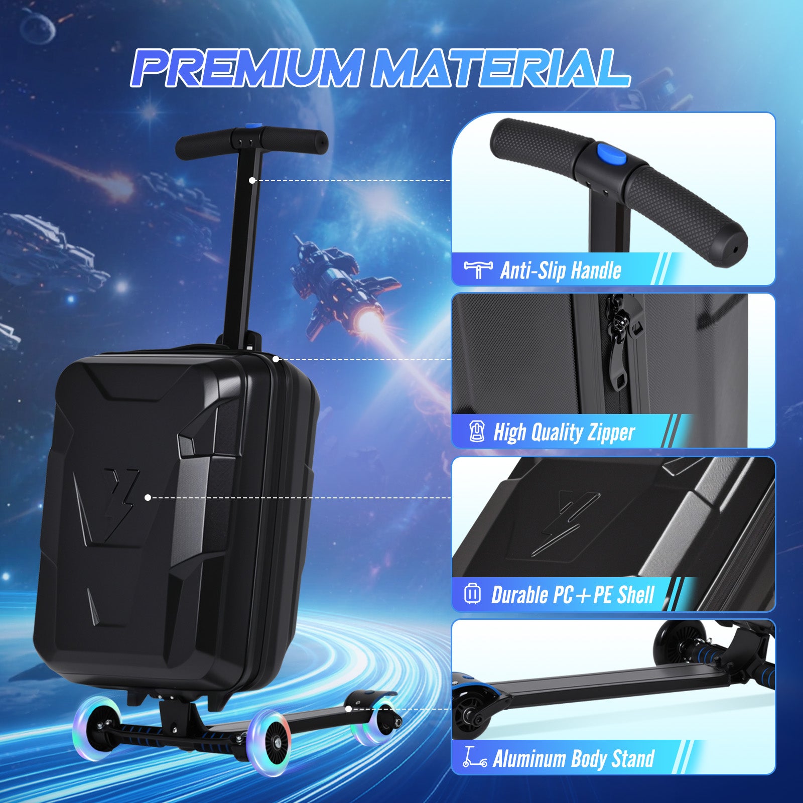 Advwin Foldable Carry On Scooter Suitcase for Kids