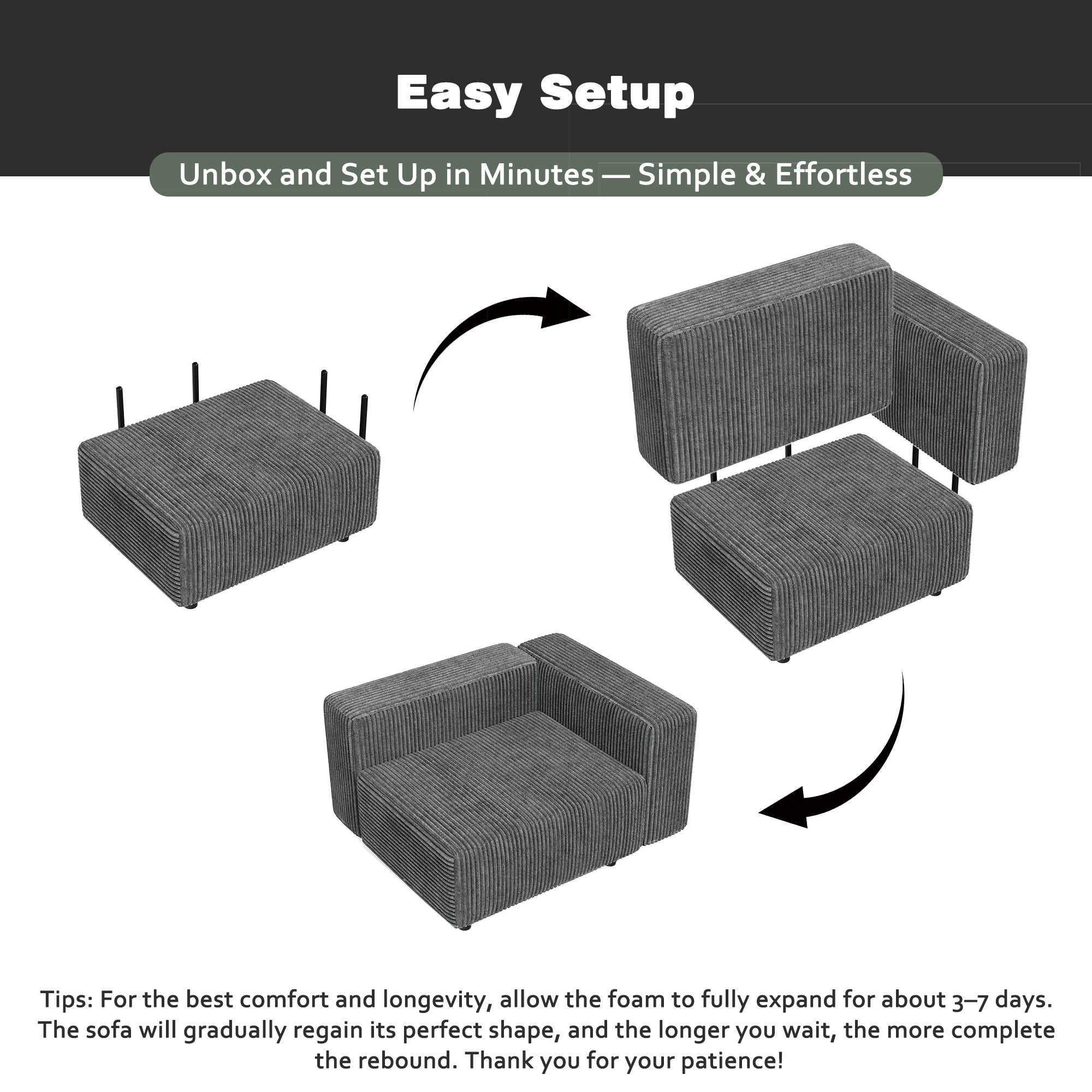 Advwin Boneless Cloud Modern Oversized Modular Sectional Sofa