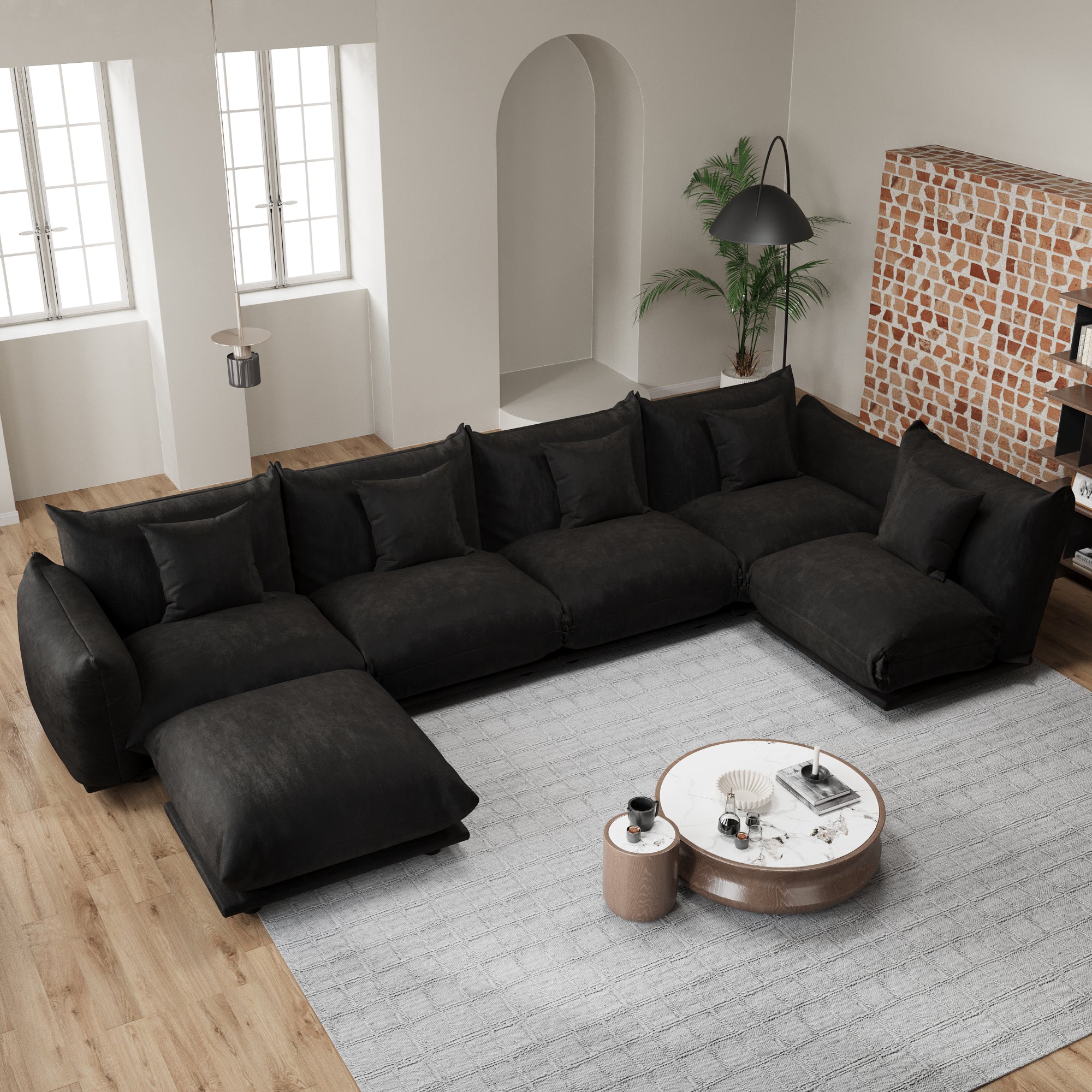 Advwin Modern Minimalist Chenille Modular Sectional Sofa