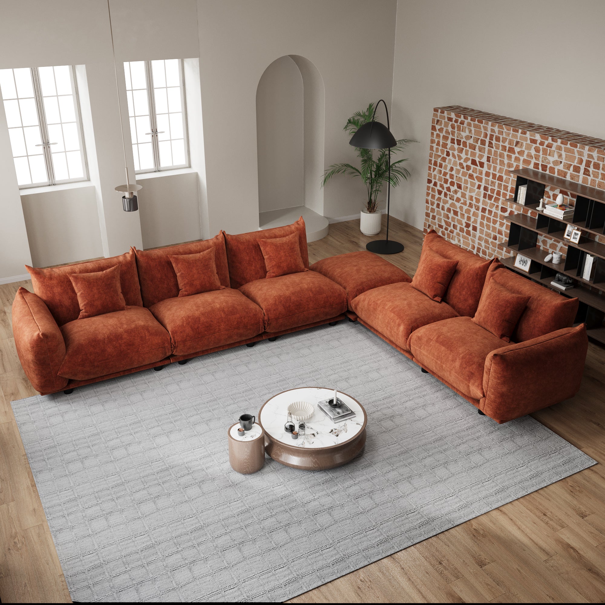 Advwin Modern Minimalist Chenille Modular Sectional Sofa