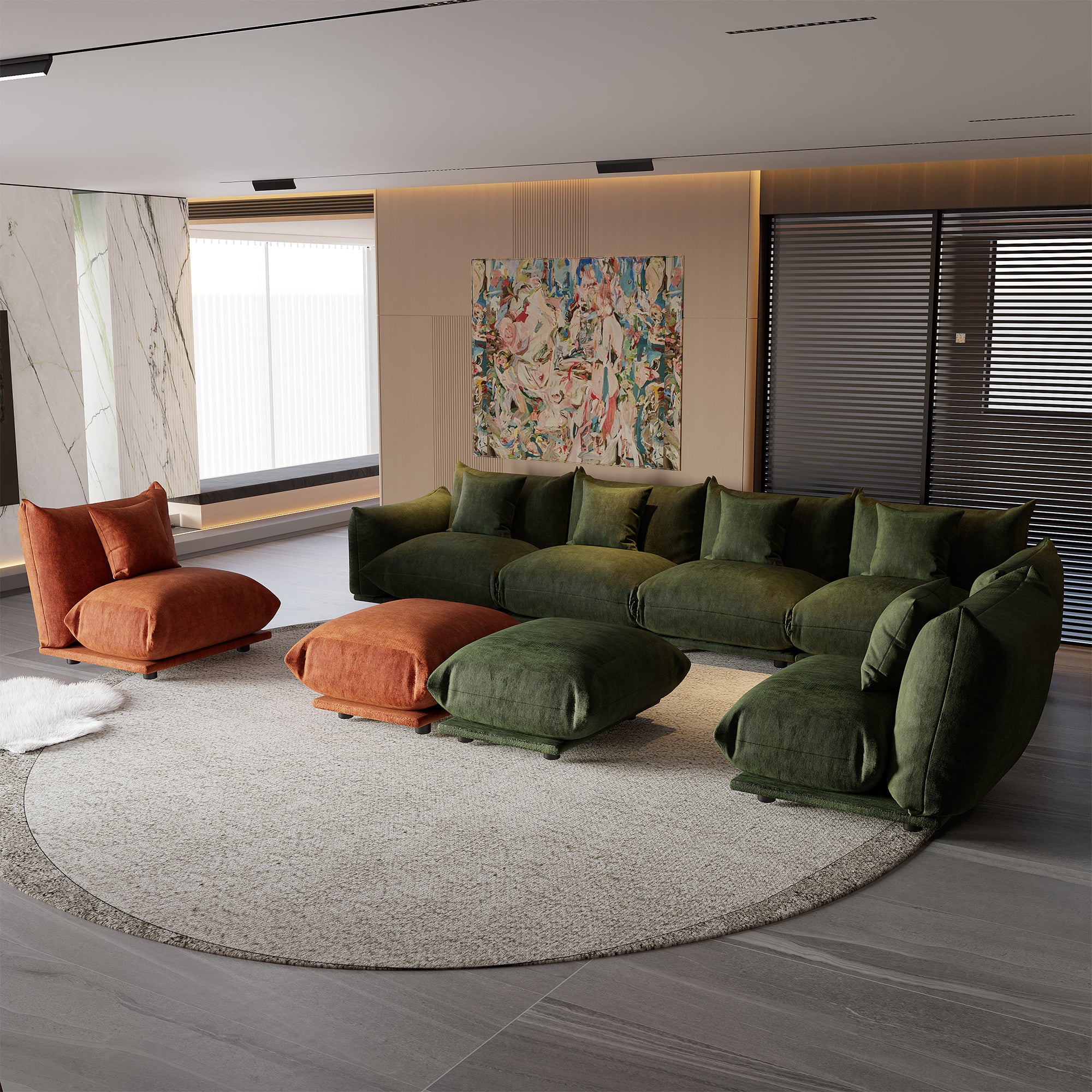 Advwin Modern Minimalist Chenille Modular Sectional Sofa