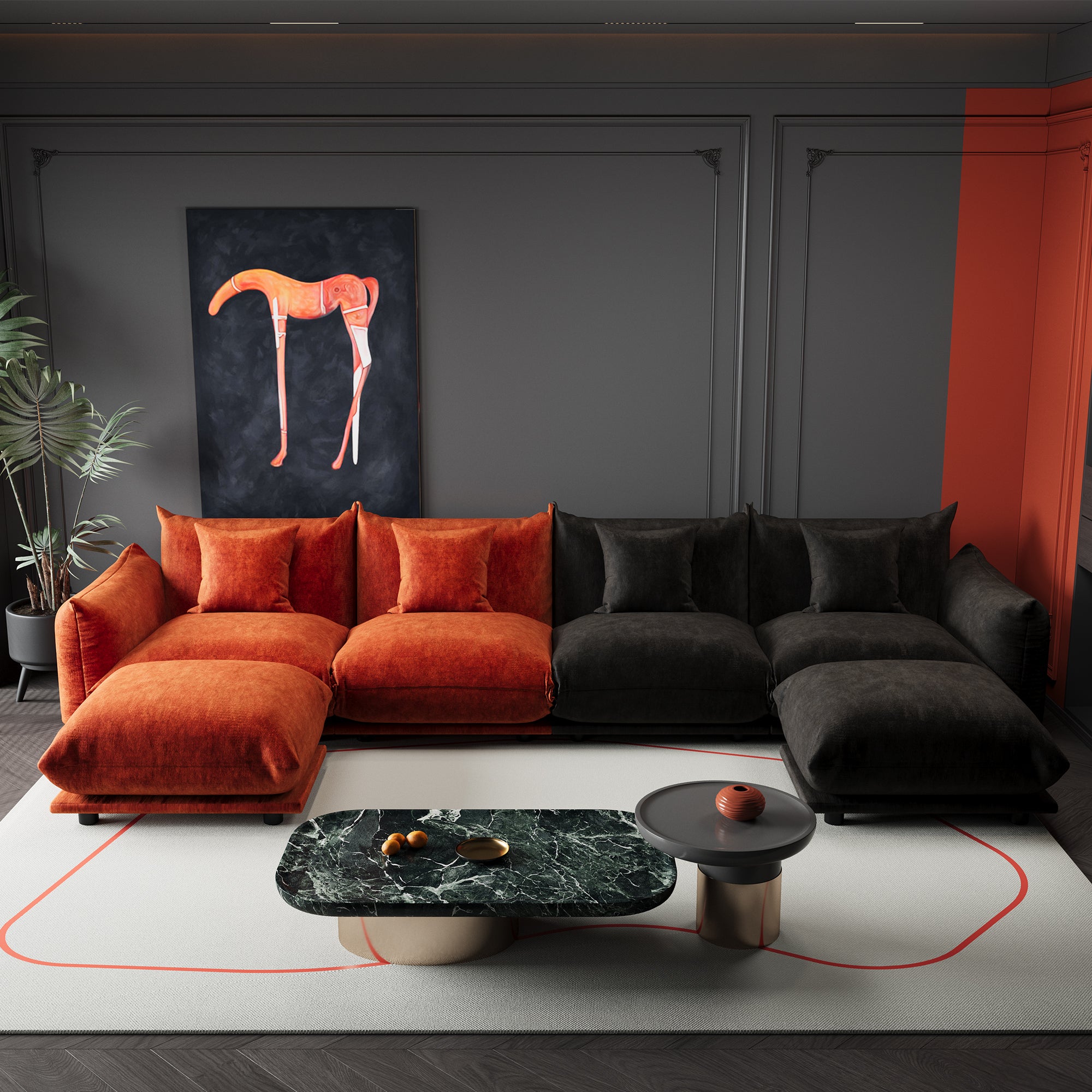 Advwin Modern Minimalist Chenille Modular Sectional Sofa