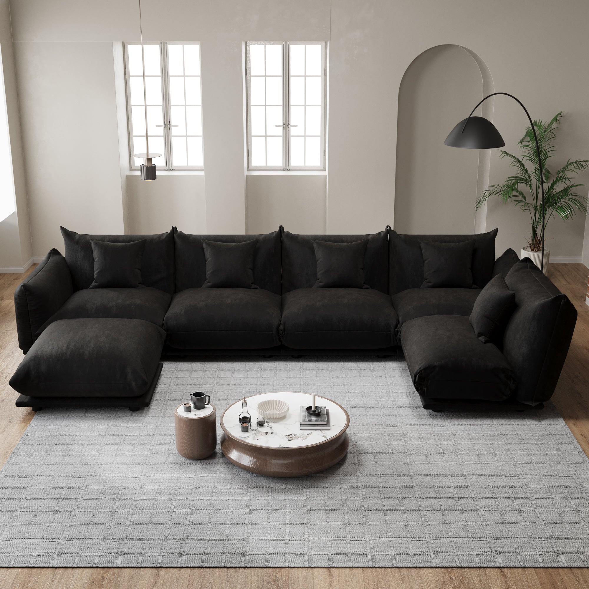 Advwin Modern Minimalist Chenille Modular Sectional Sofa