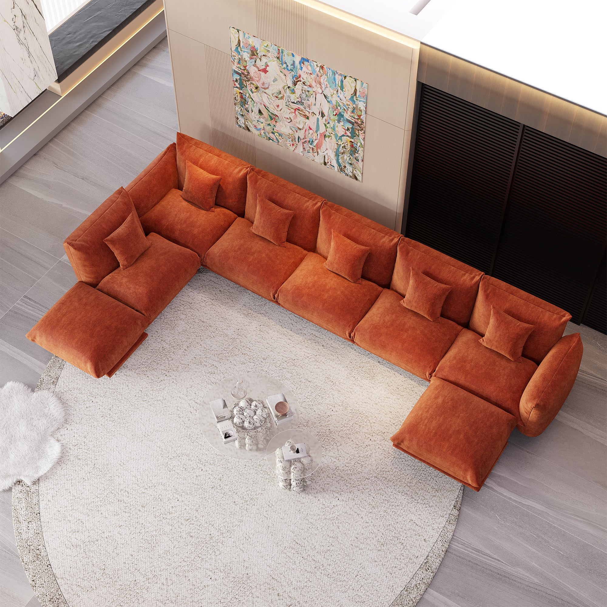 Advwin Modern Minimalist Chenille Modular Sectional Sofa