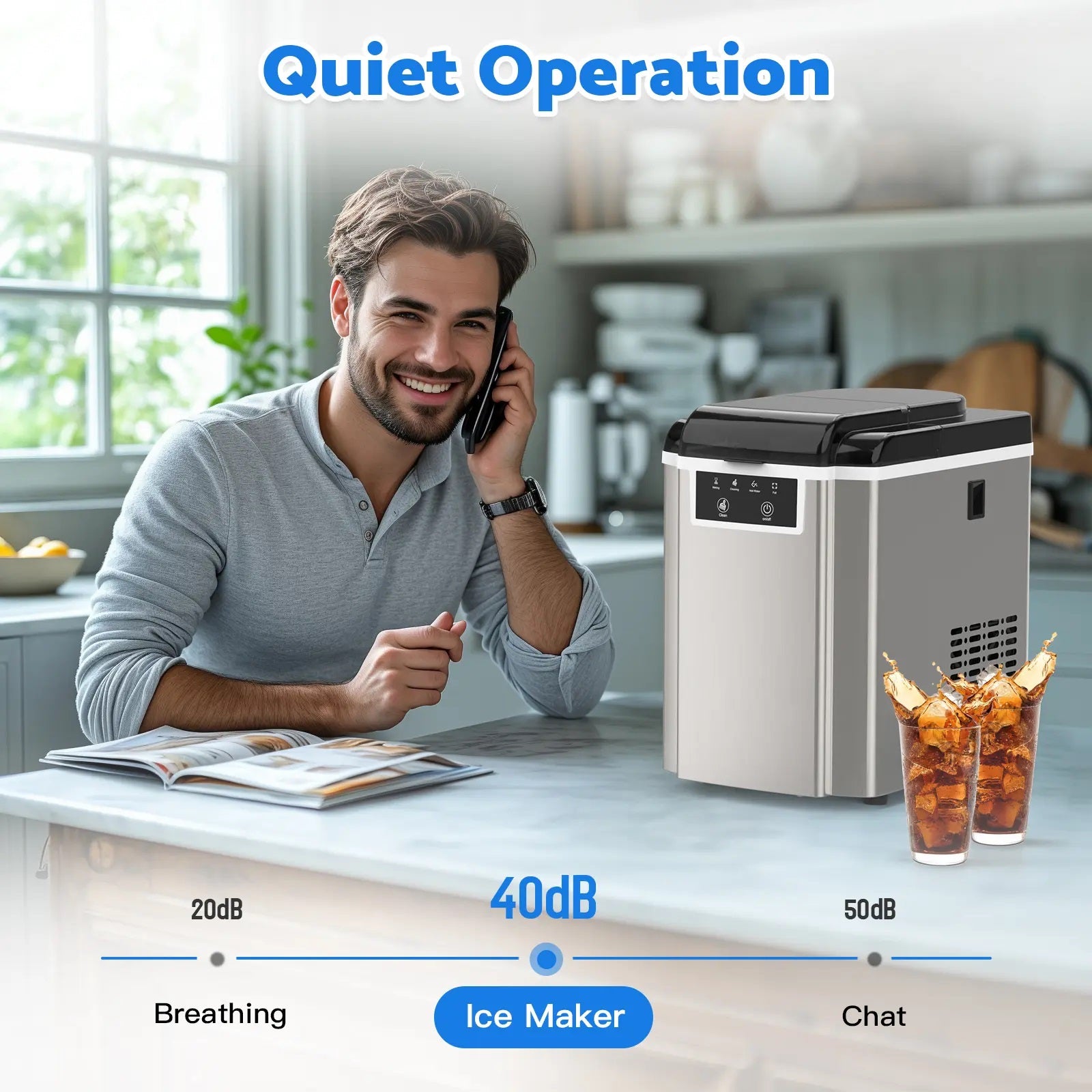 Advwin Countertop Ice Makers Machine 38Lbs/24h