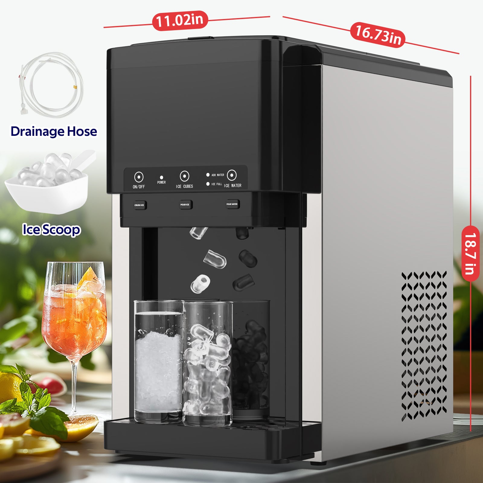 Advwin 3-In-1 Water Dispenser w/Ice Maker Countertop