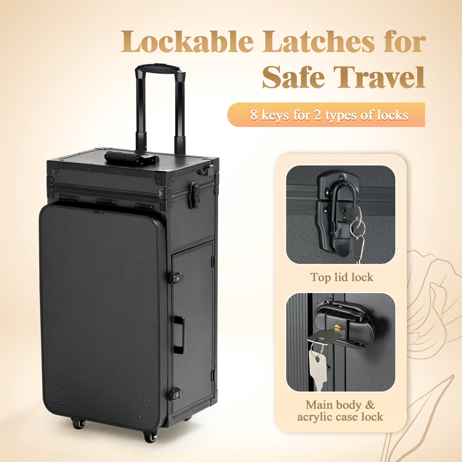 Advwin Foldable Manicure Table LED Mirror 4 Drawers