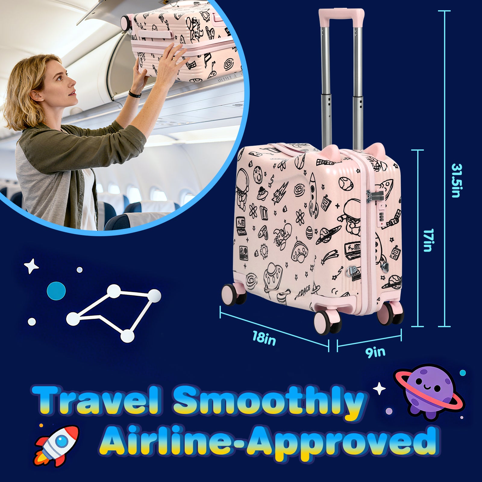 Advwin Kids Ride-On Suitcase DIY Coloring Design