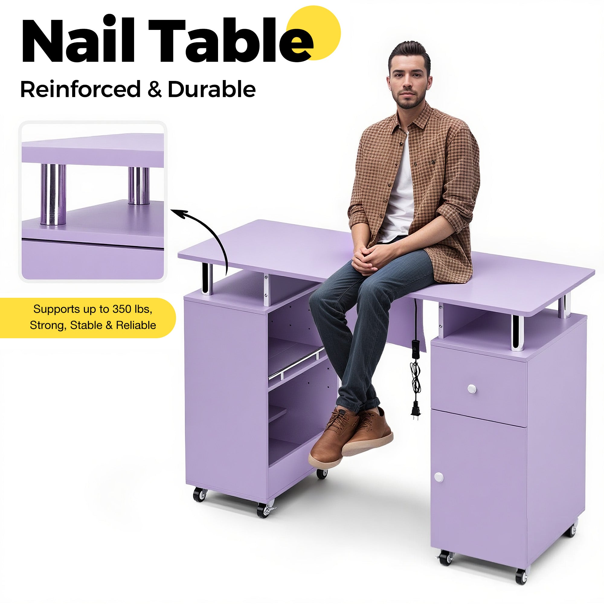 Advwin Nail Table w/ Dust Collector & Wrist Rest