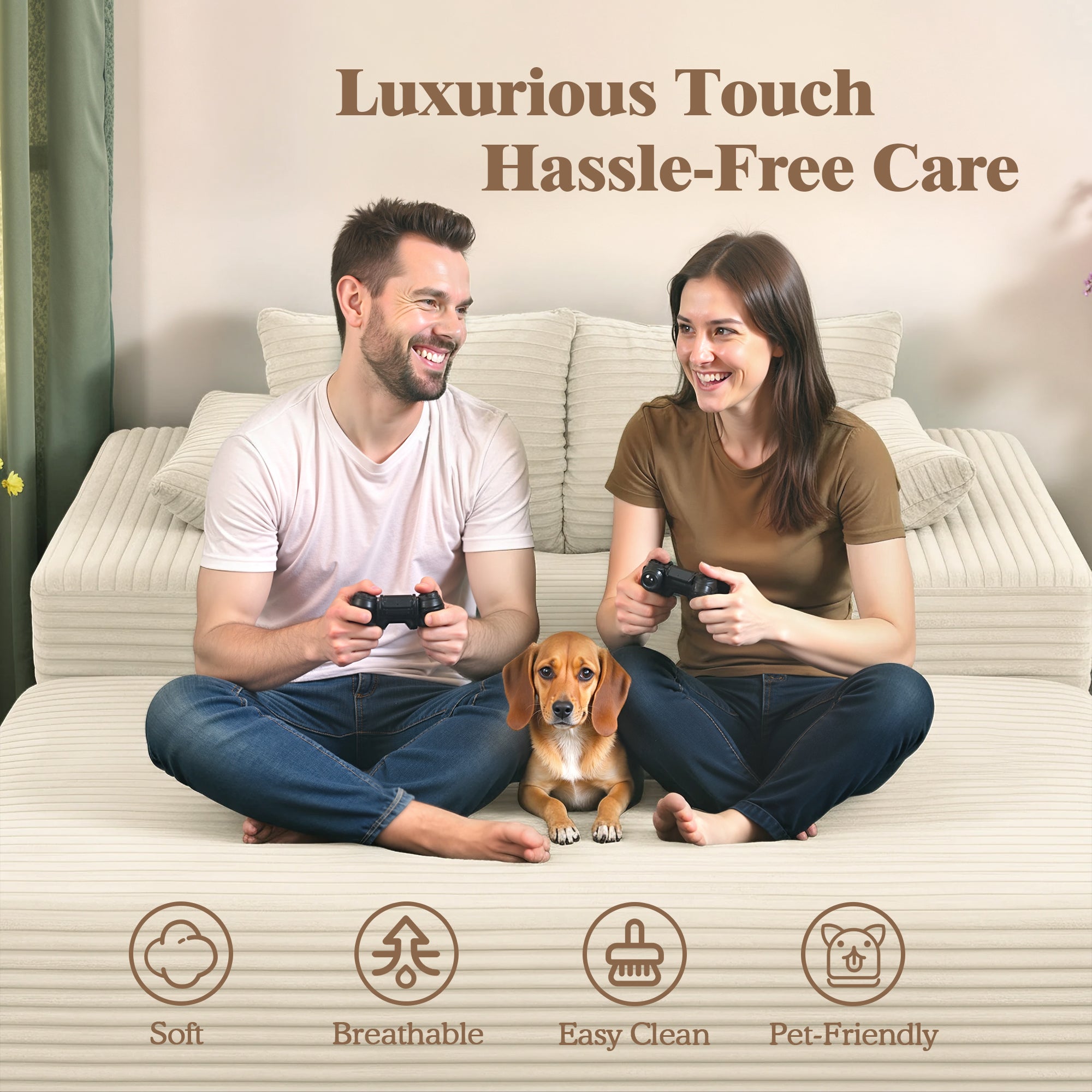 Advwin Chaise Lounge with Storage Ottoman Wide-Rib