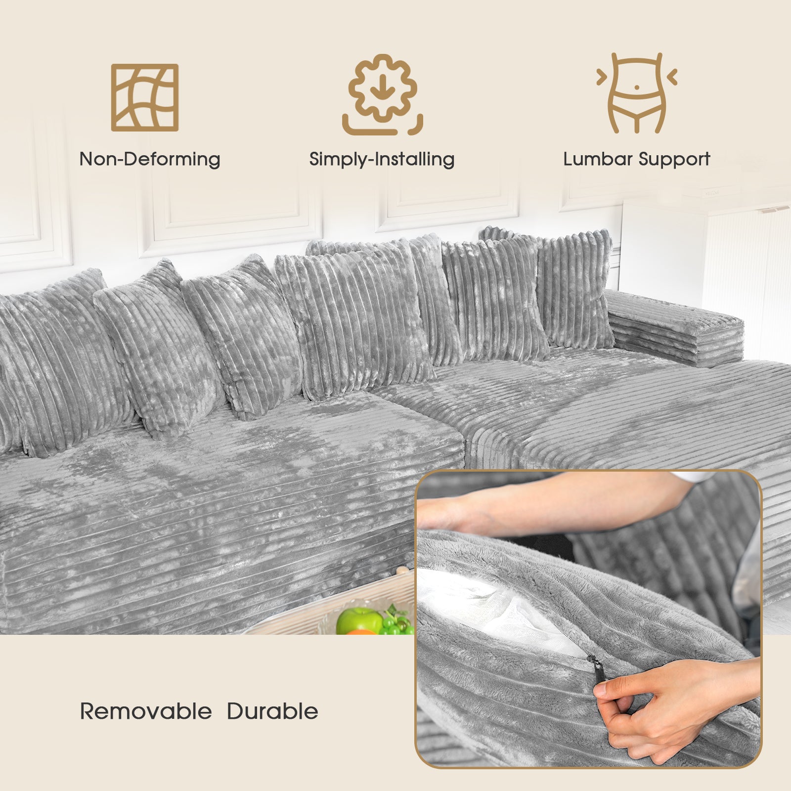 Advwin Oversized L Shape Sofa With Chaise