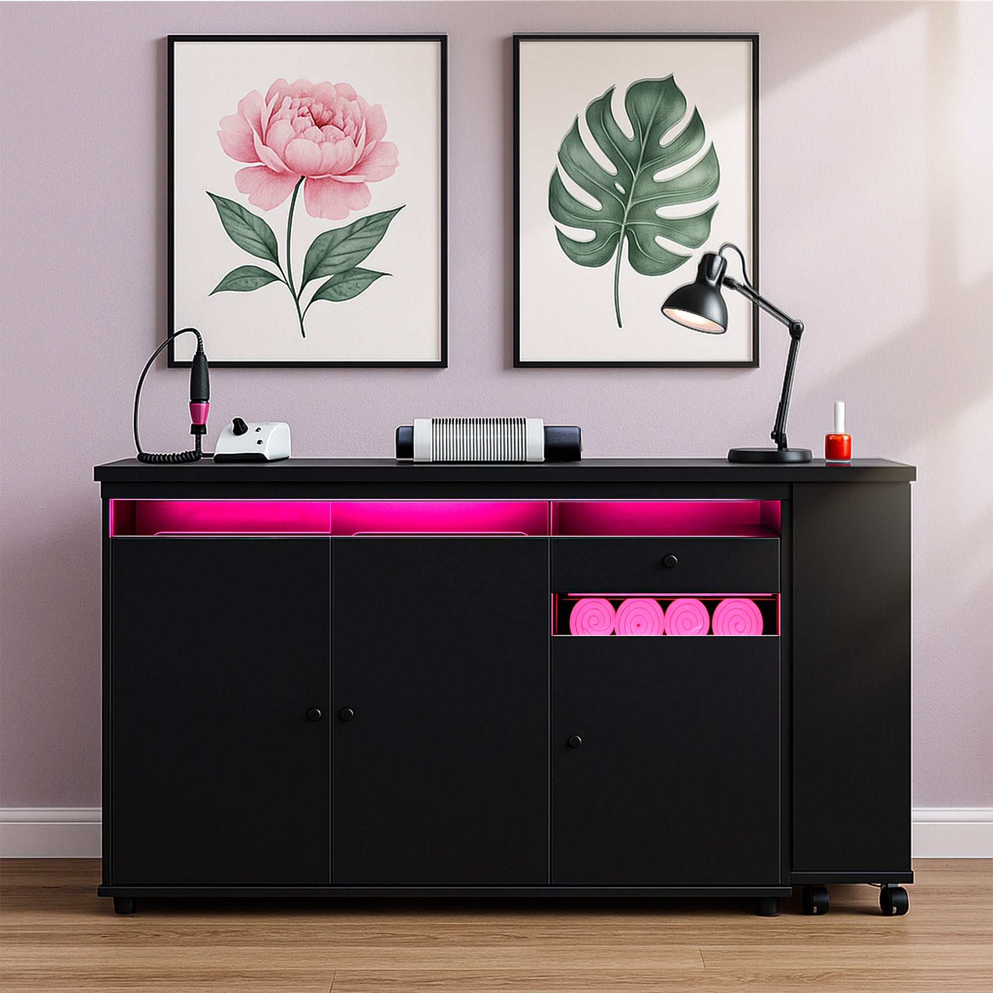 Advwin Rotating & Convertible Nail Table with LED Light