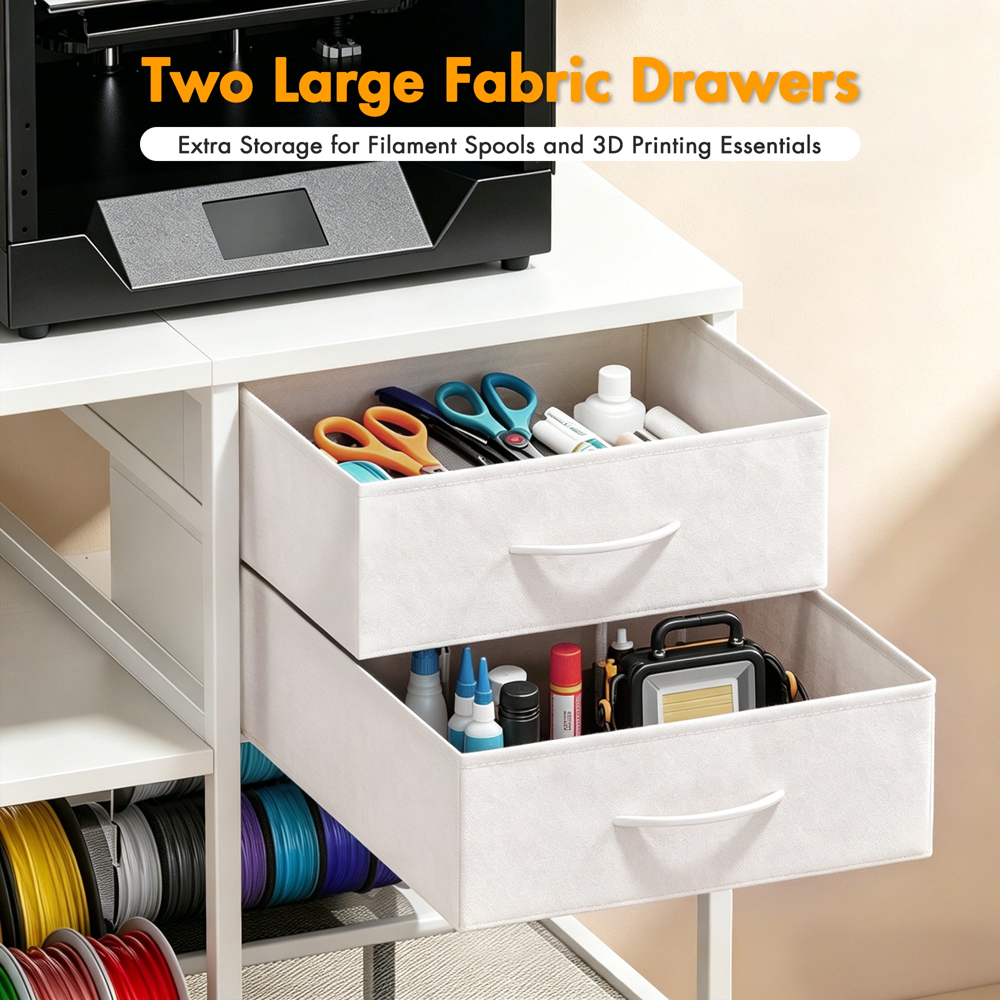 Advwin 3D Printer Stand with Rolling Filament Drawer