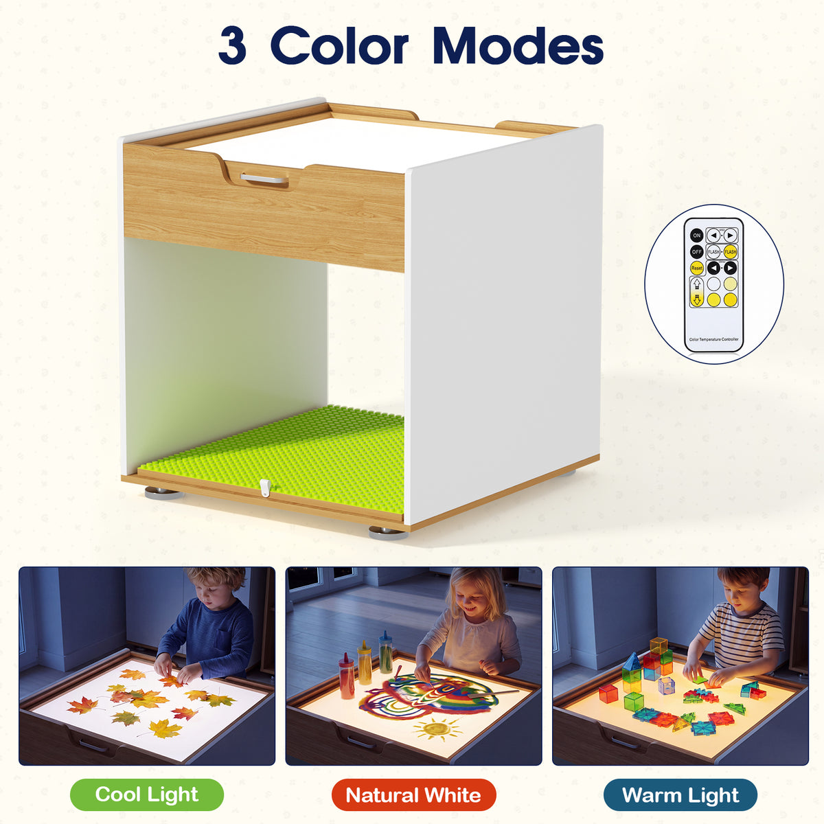 Advwin 4-in-1 Light Table for Kids with Reversible Tabletop